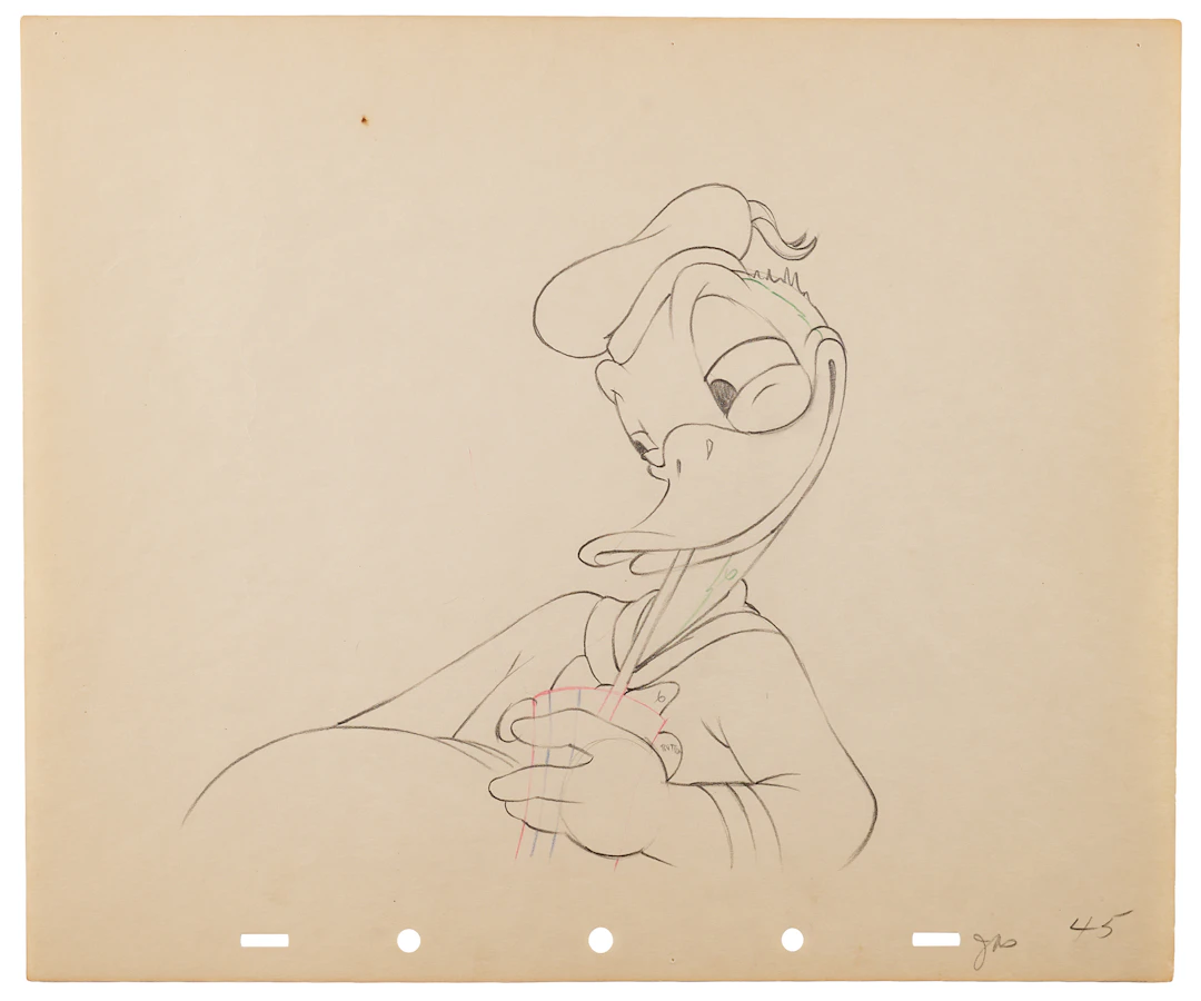 Donald Duck production drawing from Self Control
