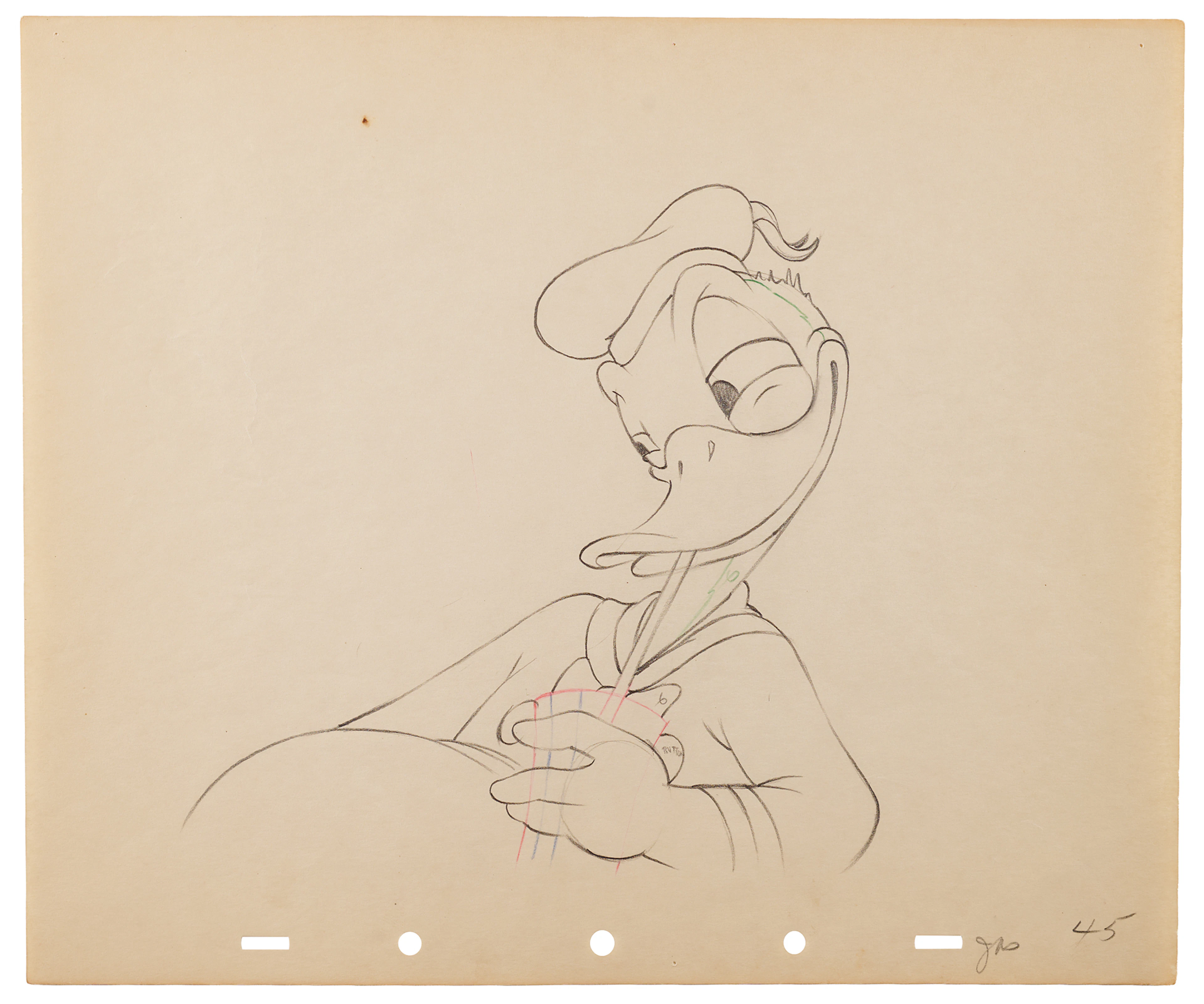 Donald Duck production drawing from Self Control