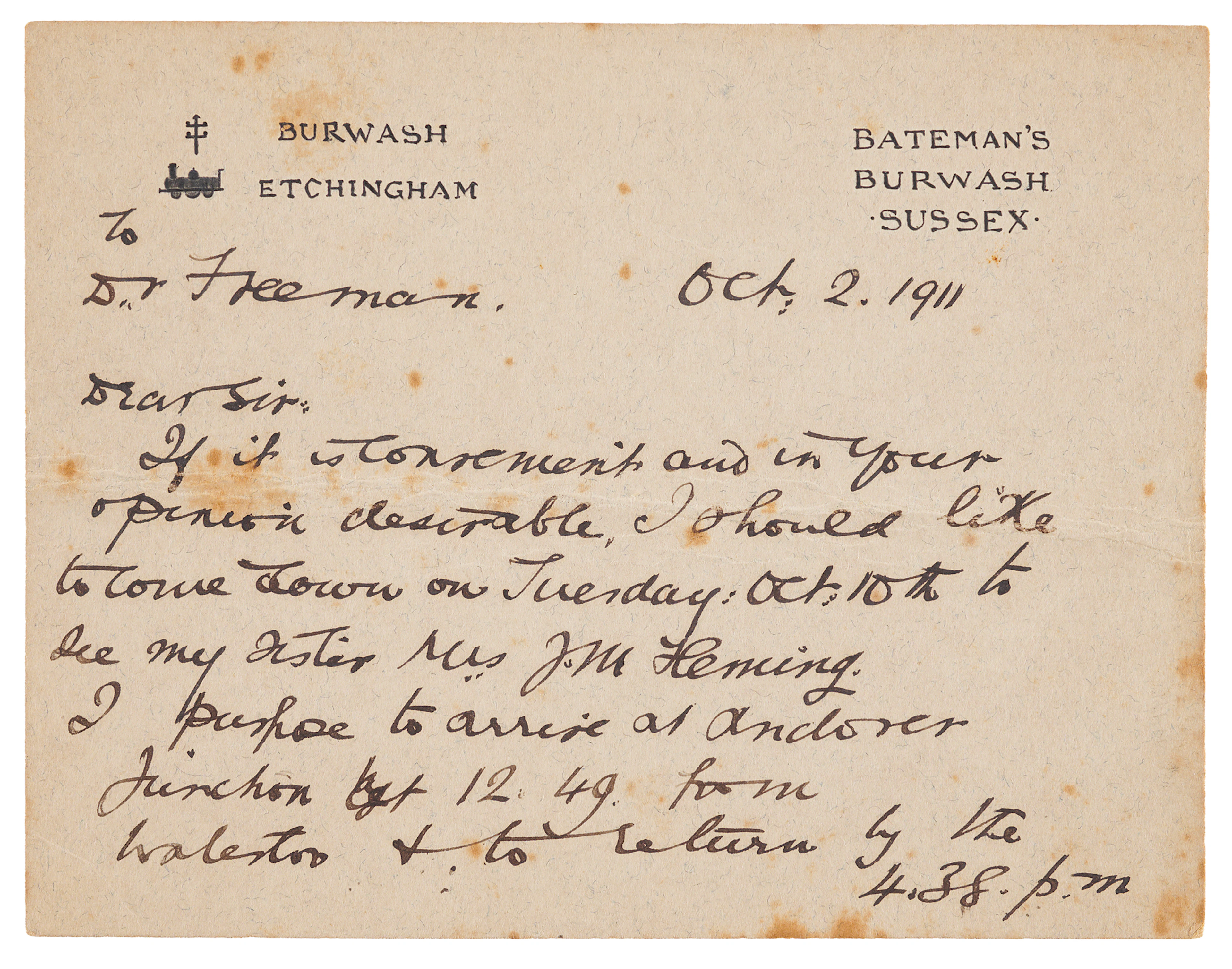 Rudyard Kipling Autograph Letter Signed Regarding the Care of His