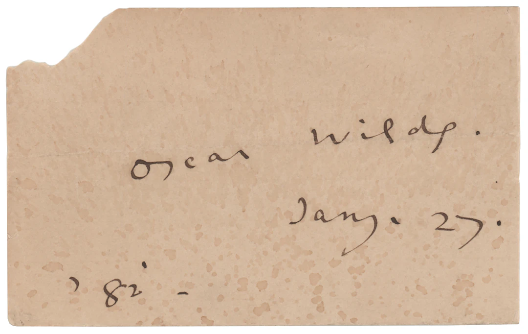 Oscar Wilde Signature, Dated to His 1882 Albany Lecture During His