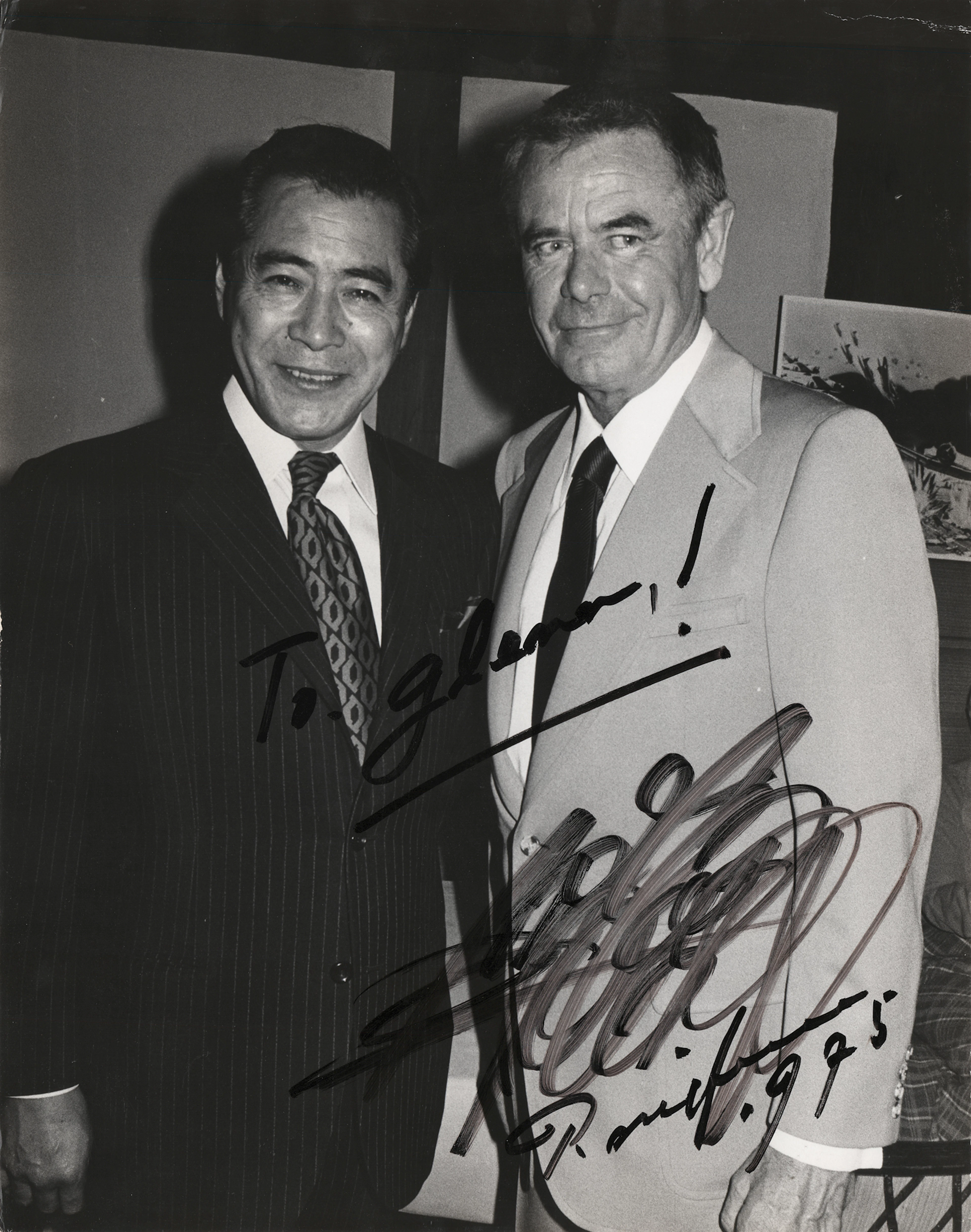 Toshiro Mifune Oversized Signed Photograph to Glenn Ford