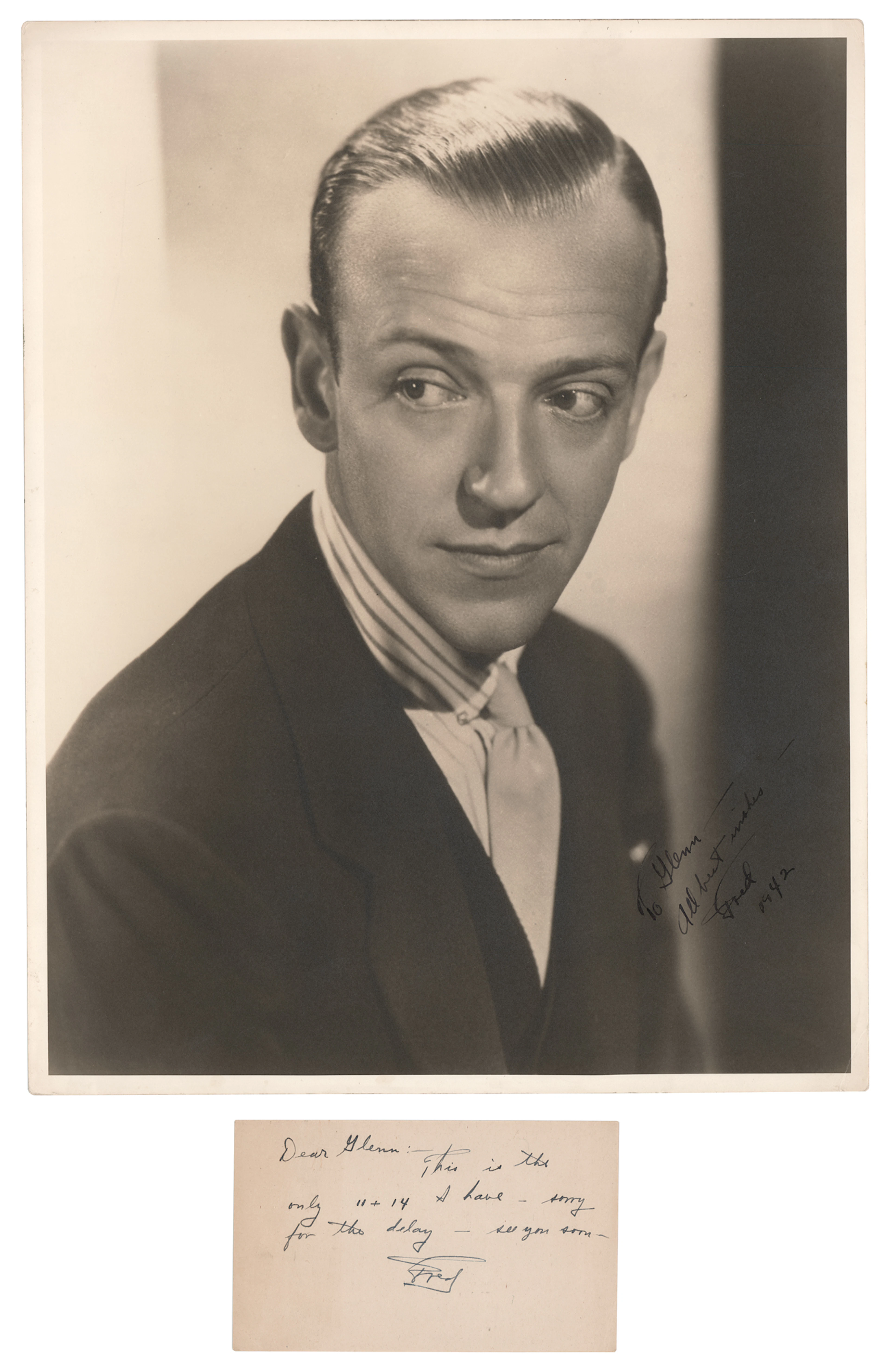 Fred Astaire Oversized Signed Photograph to Glenn Ford