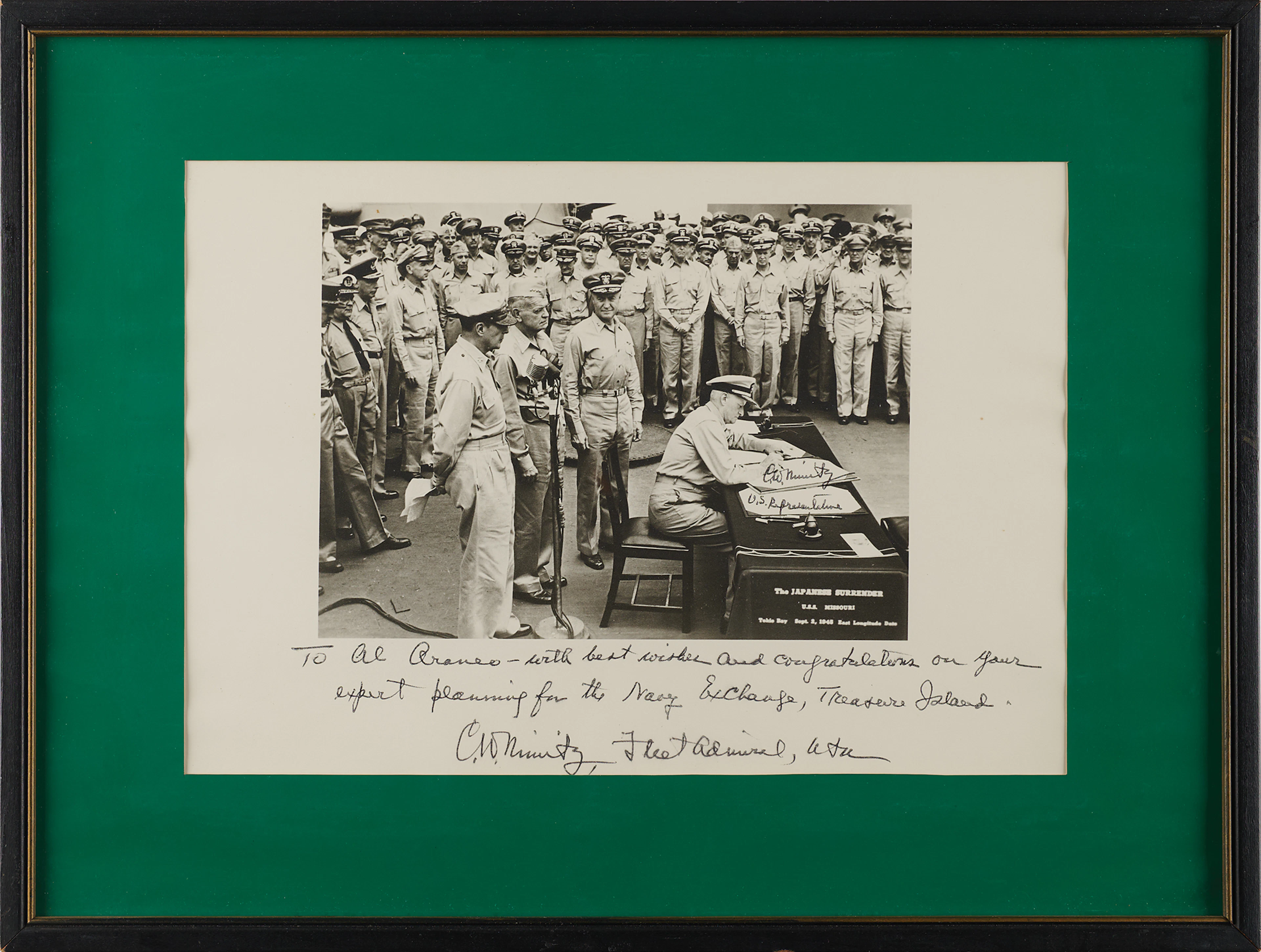 Chester Nimitz Oversized Twice-Signed Photograph - Japanese Surrender