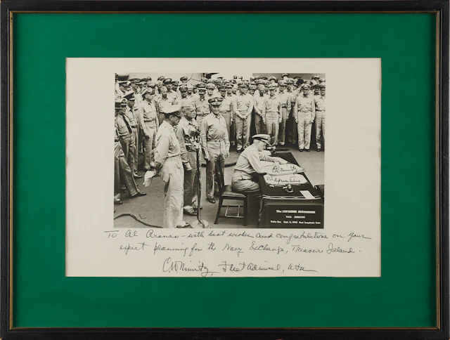 Chester Nimitz Oversized Twice-Signed Photograph - Japanese Surrender