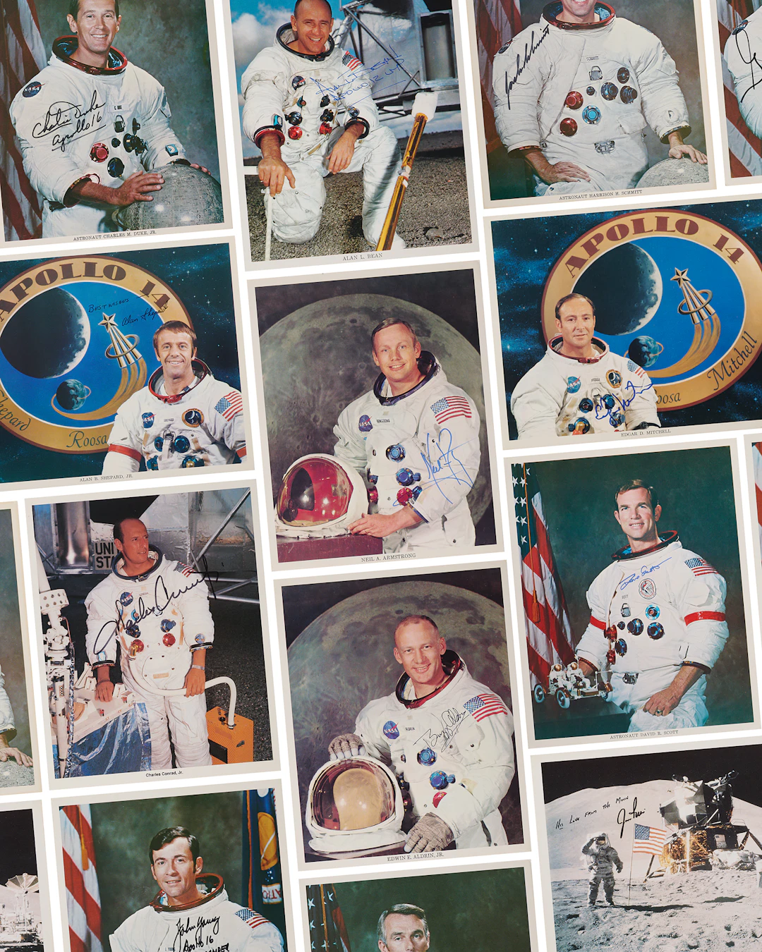 Moonwalkers (12) Signed Photographs - Complete Set of Uninscribed