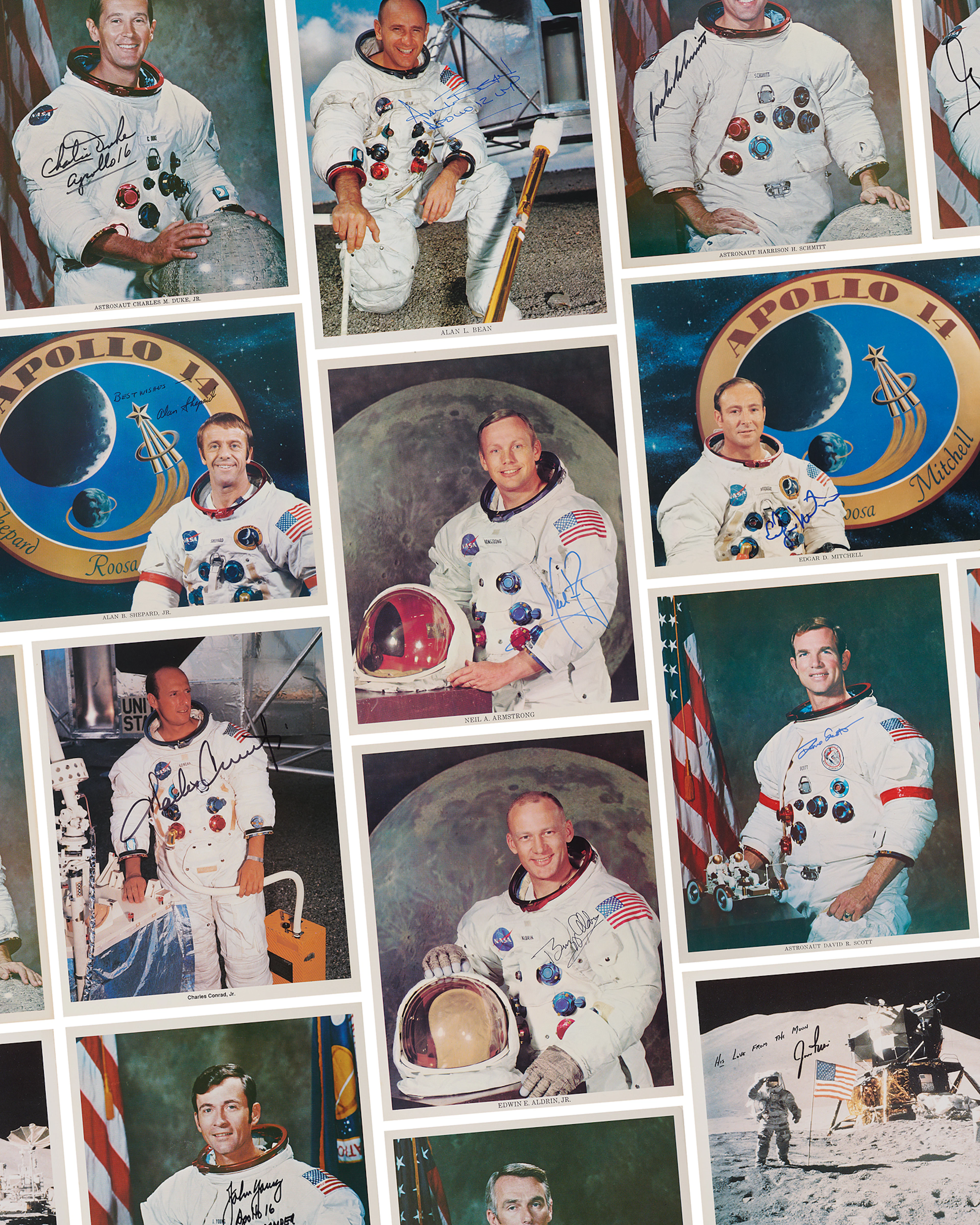 Moonwalkers (12) Signed Photographs - Complete Set of Uninscribed