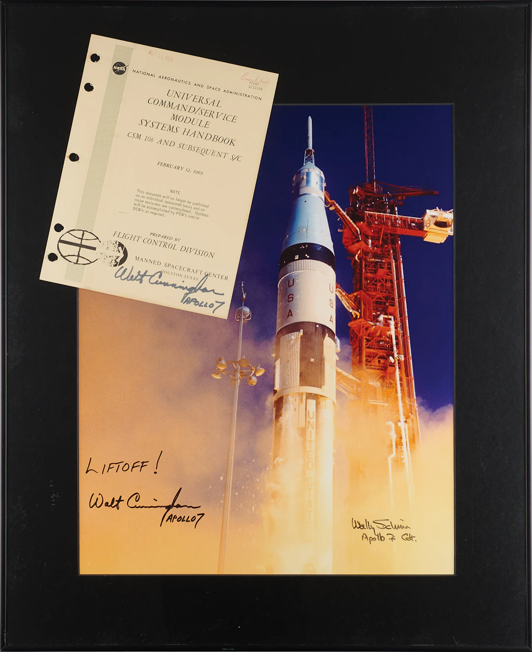 Wally Schirra and Walt Cunningham Signed Oversized Photograph with