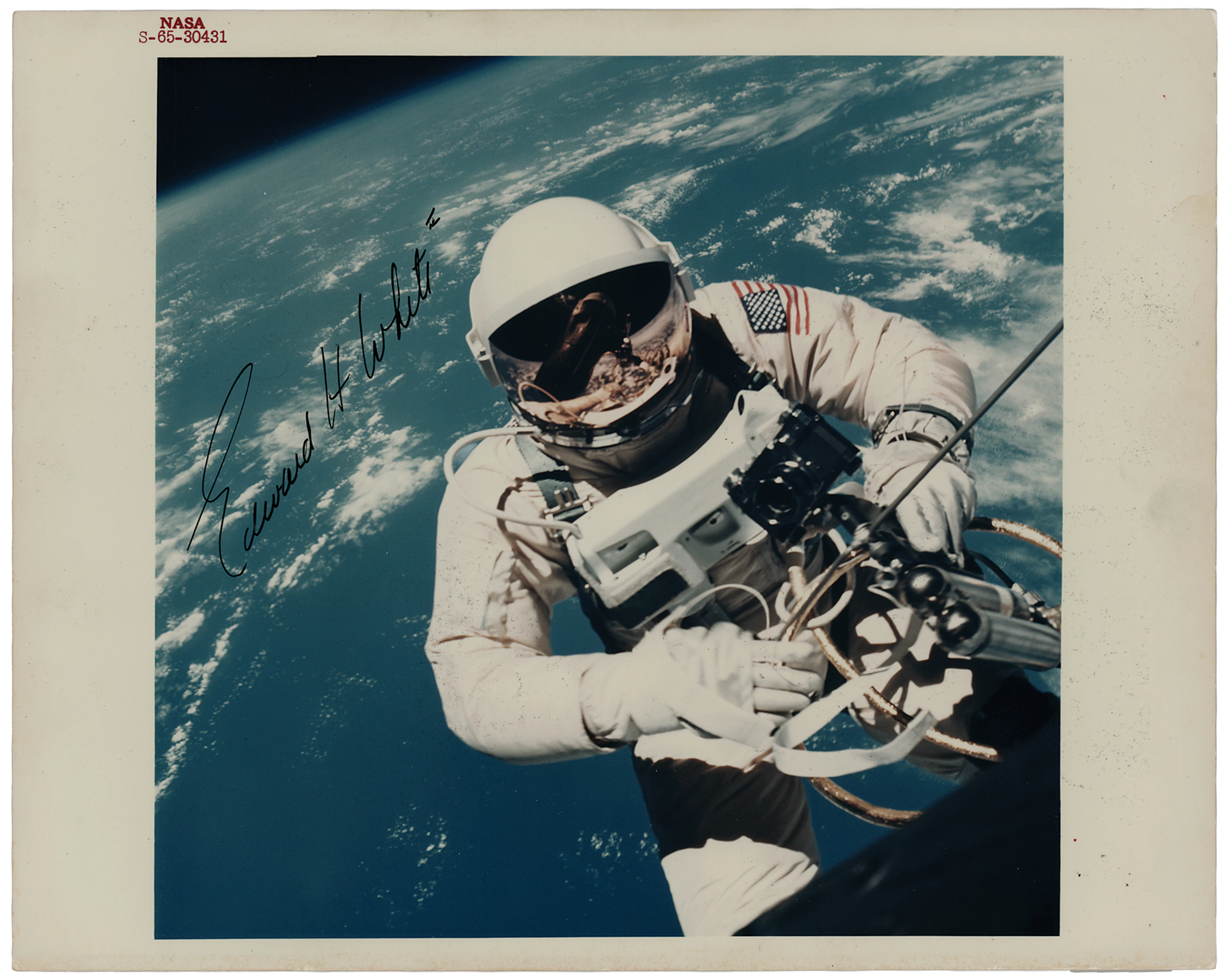 Edward H. White II Signed Photograph - 'Type 1' Red-Numbered NASA Photo