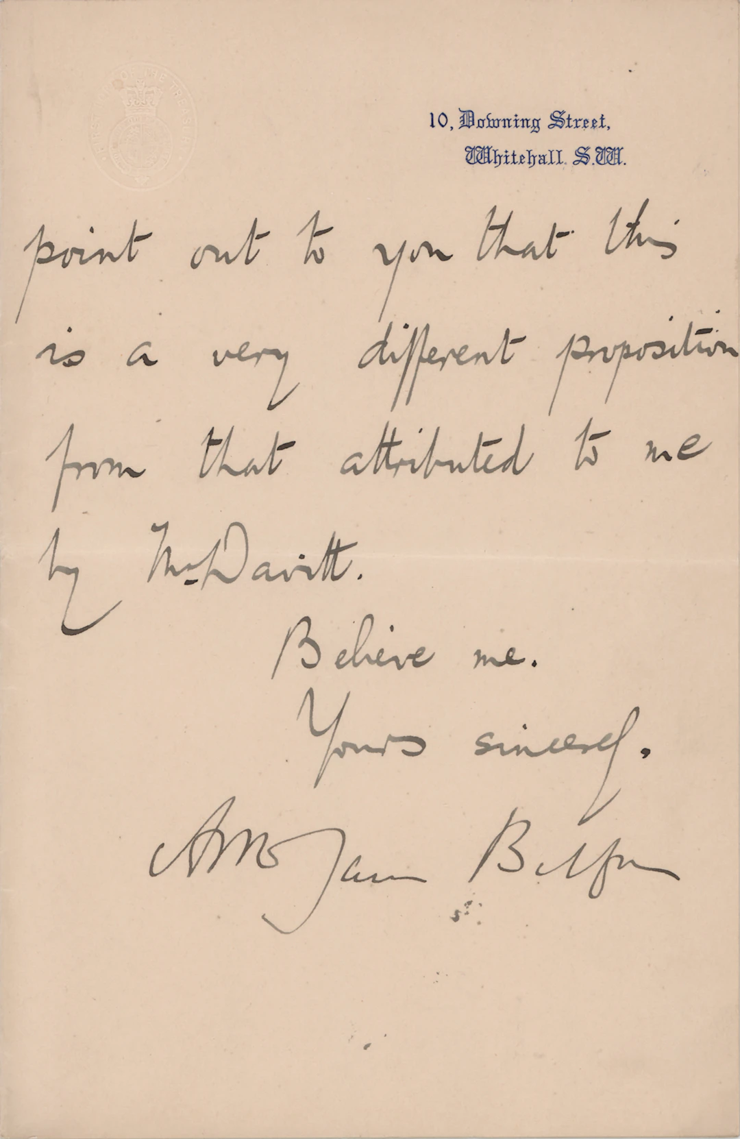 Arthur James Balfour Partial Letter Signed