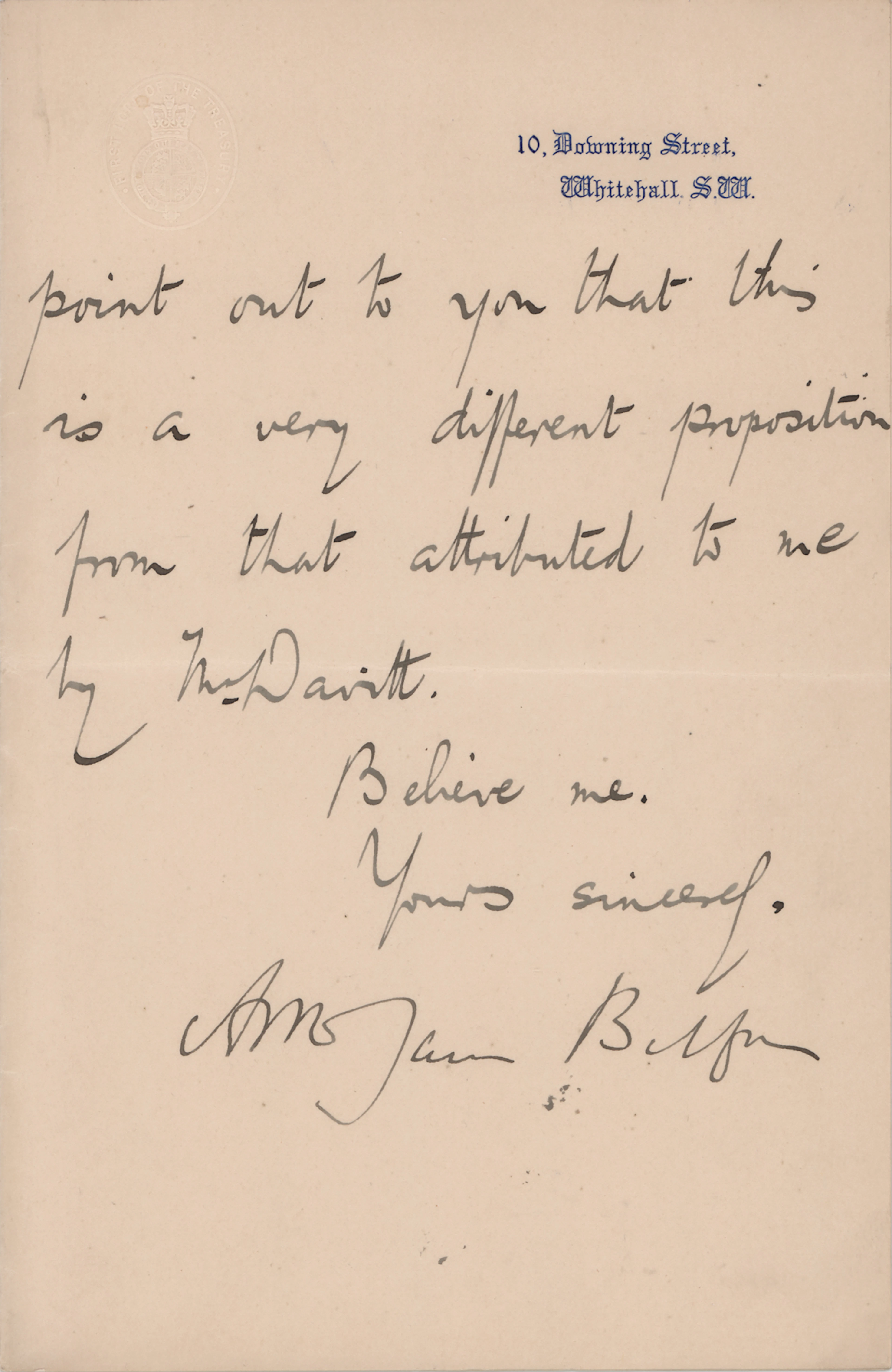 Arthur James Balfour Partial Letter Signed