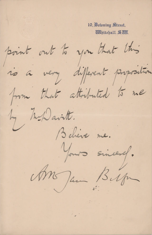 Arthur James Balfour Partial Letter Signed