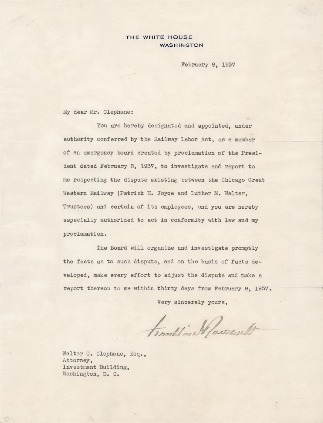 Franklin D. Roosevelt Typed Letter Signed as President, Appointing
