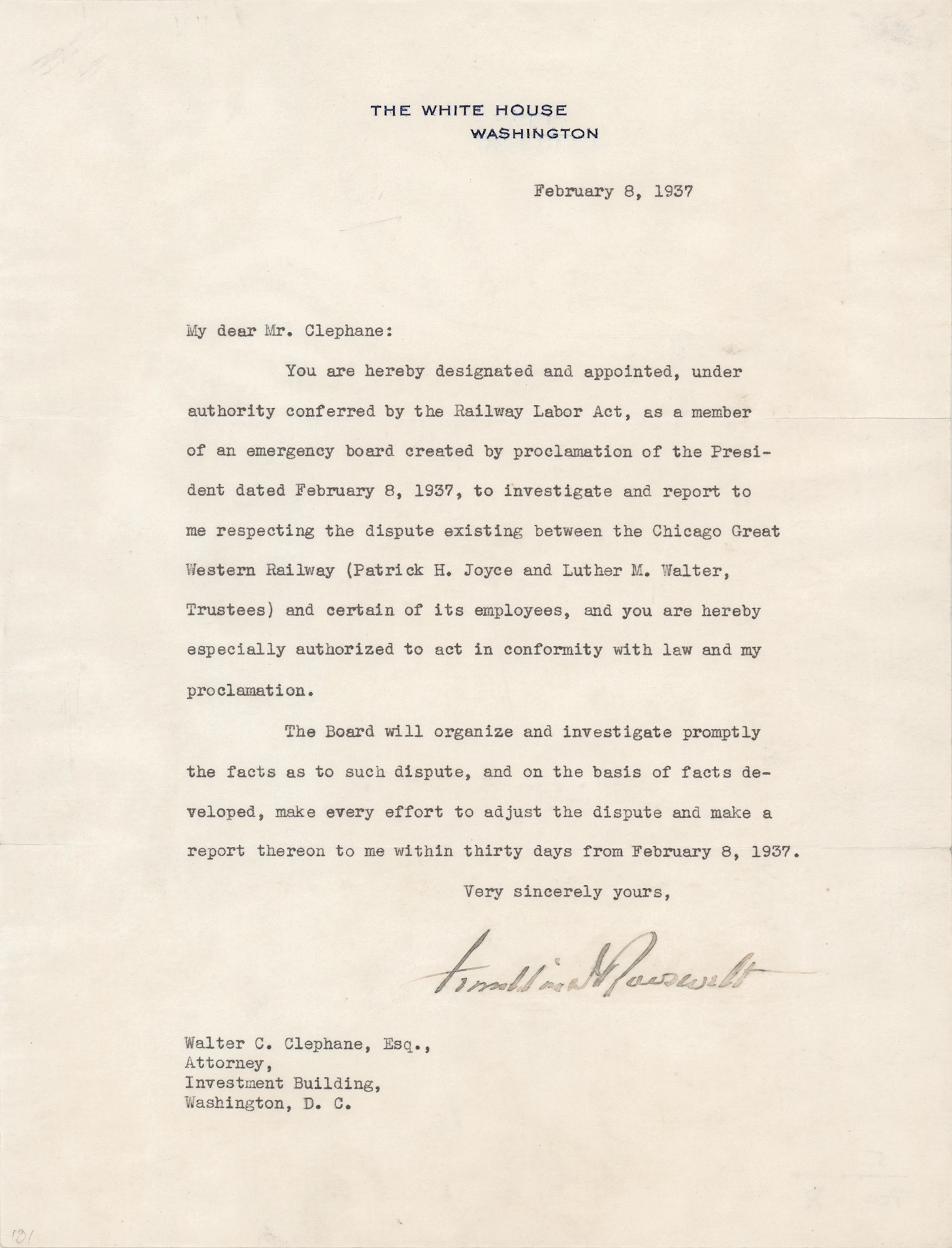 Franklin D. Roosevelt Typed Letter Signed as President, Appointing