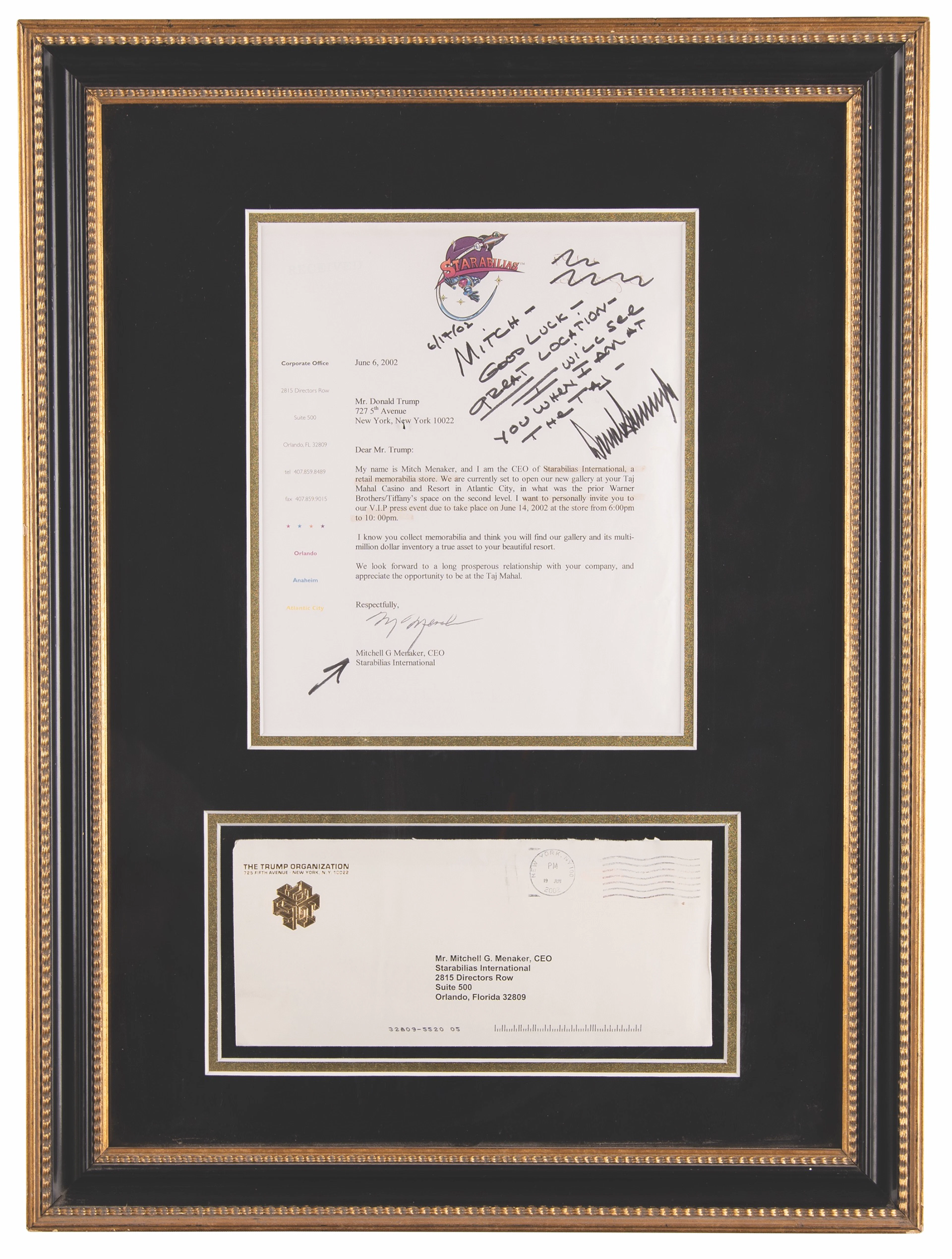 Donald Trump Autograph Note Signed - "I will see you when I am at the Taj"