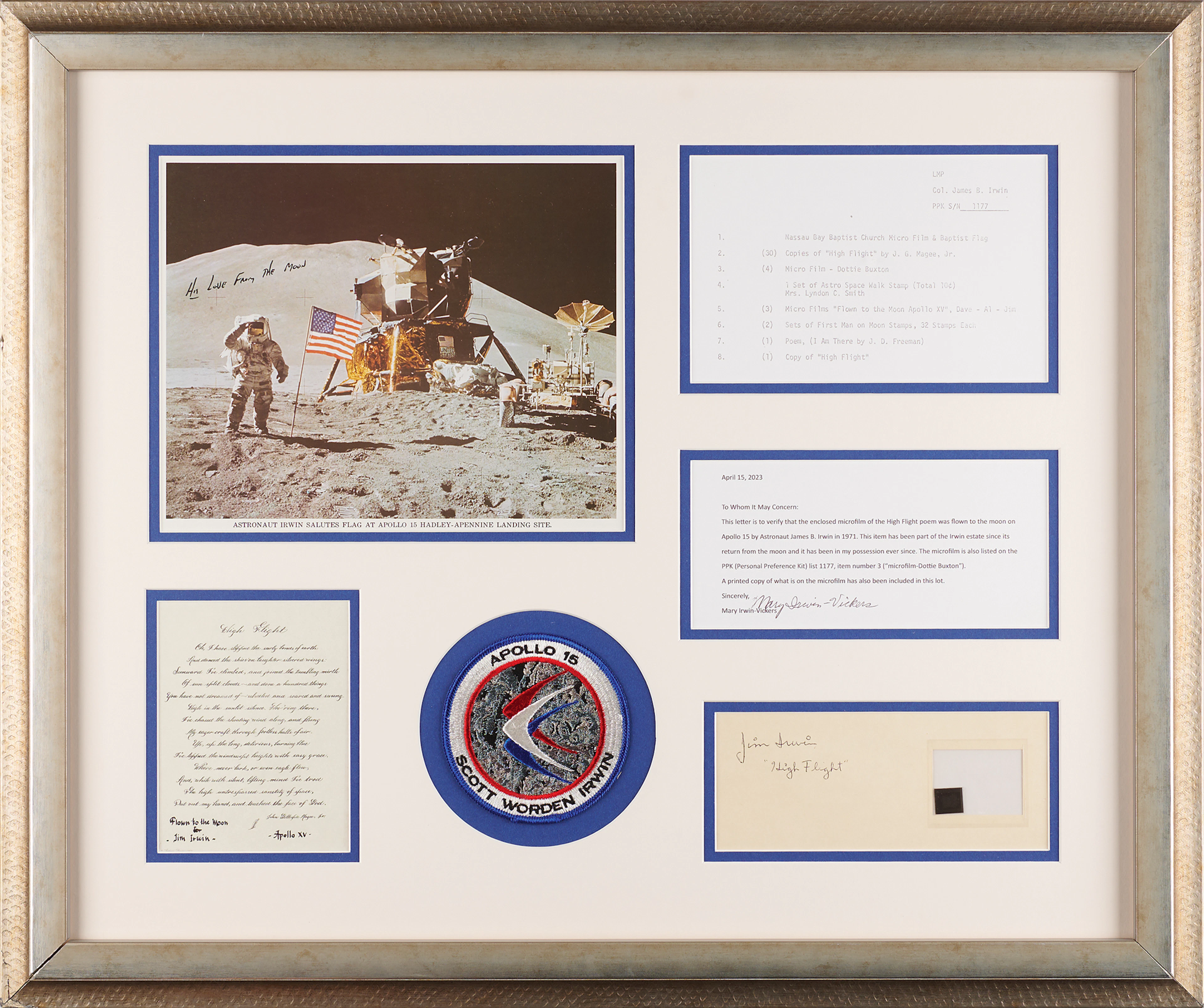 Apollo 15 ‘High Flight’ Microfilm Attested as Flown to Lunar Orbit
