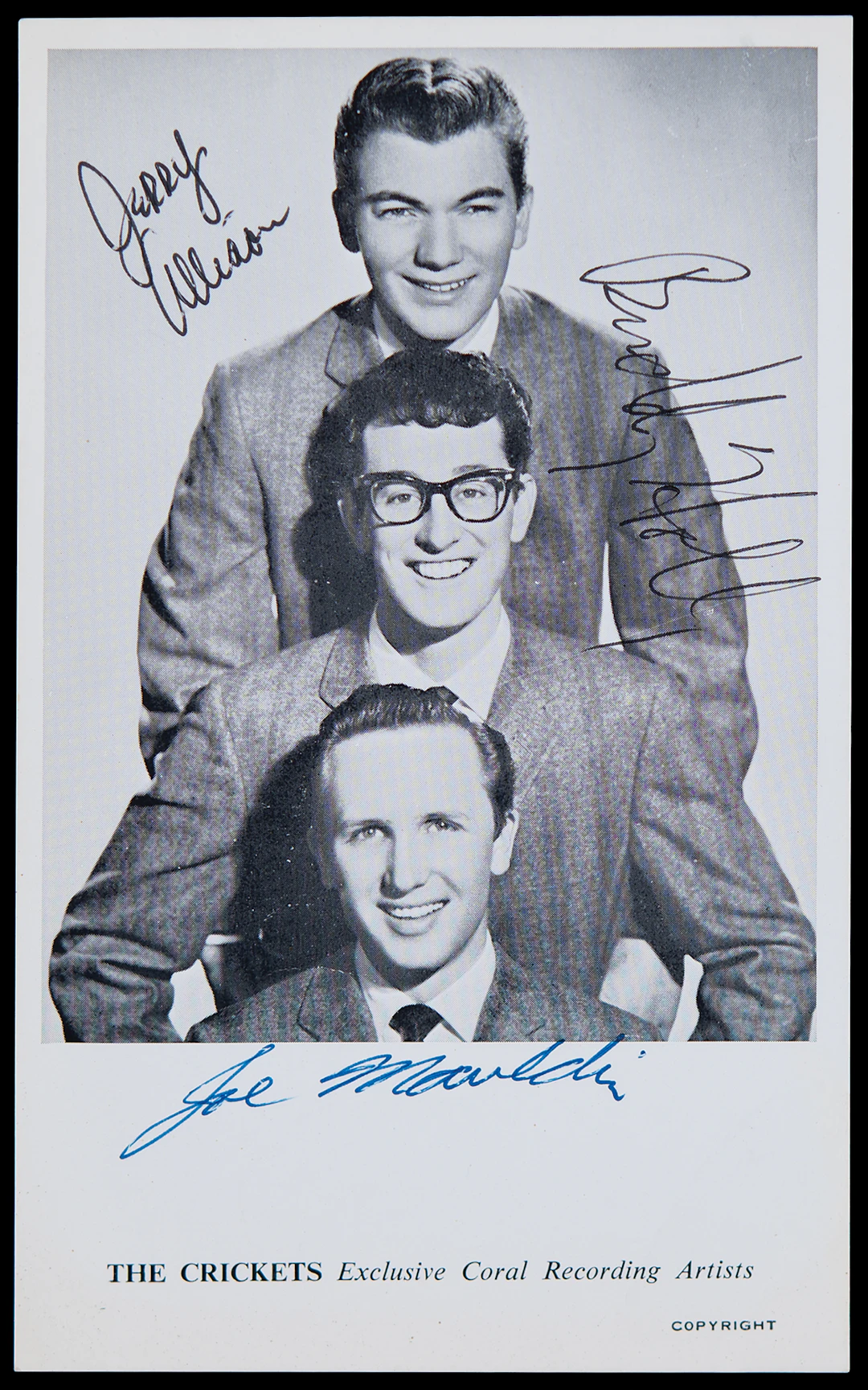 Buddy Holly and The Crickets Signed Coral Records Promo Card