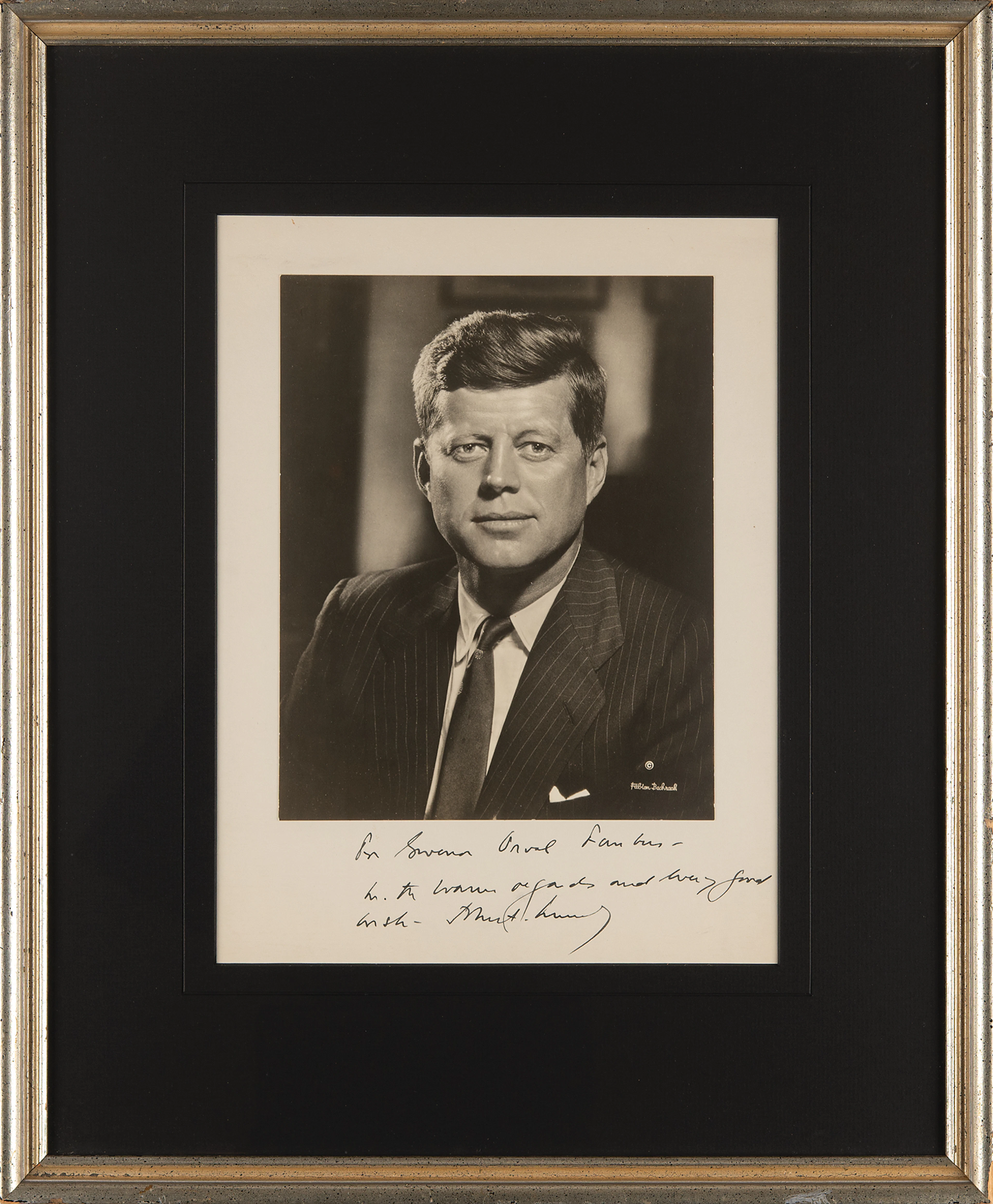 John F. Kennedy Signed Photograph by Fabian Bachrach - Presented to