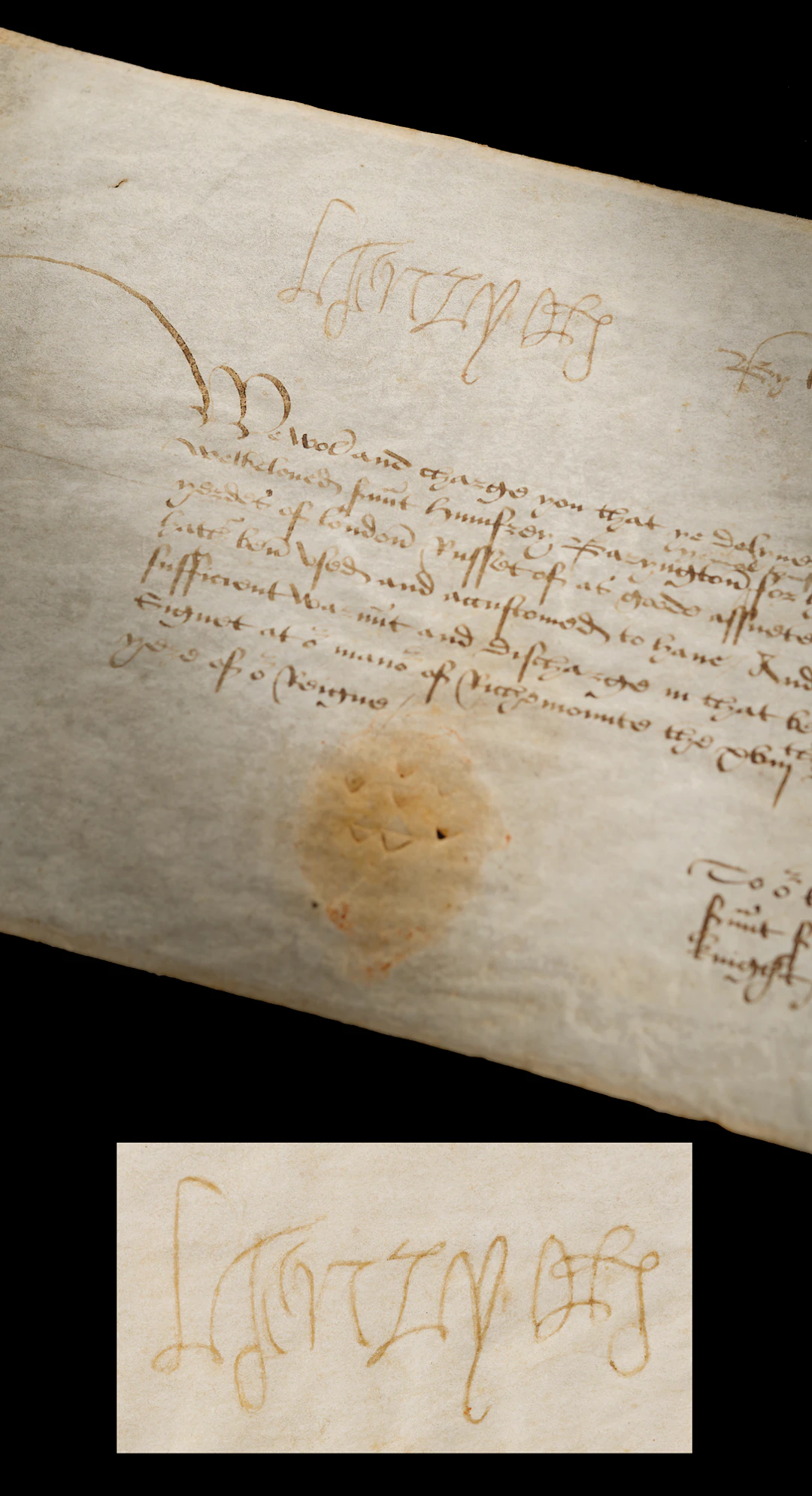 King Henry VIII Document Signed to the Keeper of the Wardrobe
