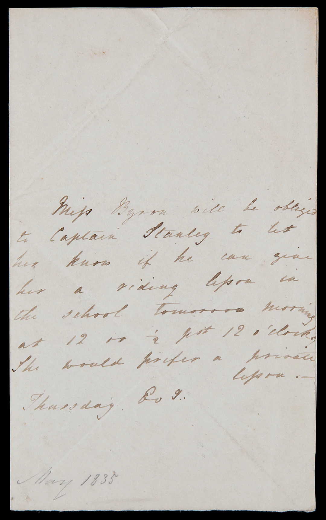 Ada Lovelace Third-Person Autograph Letter Signed Requesting a Private
