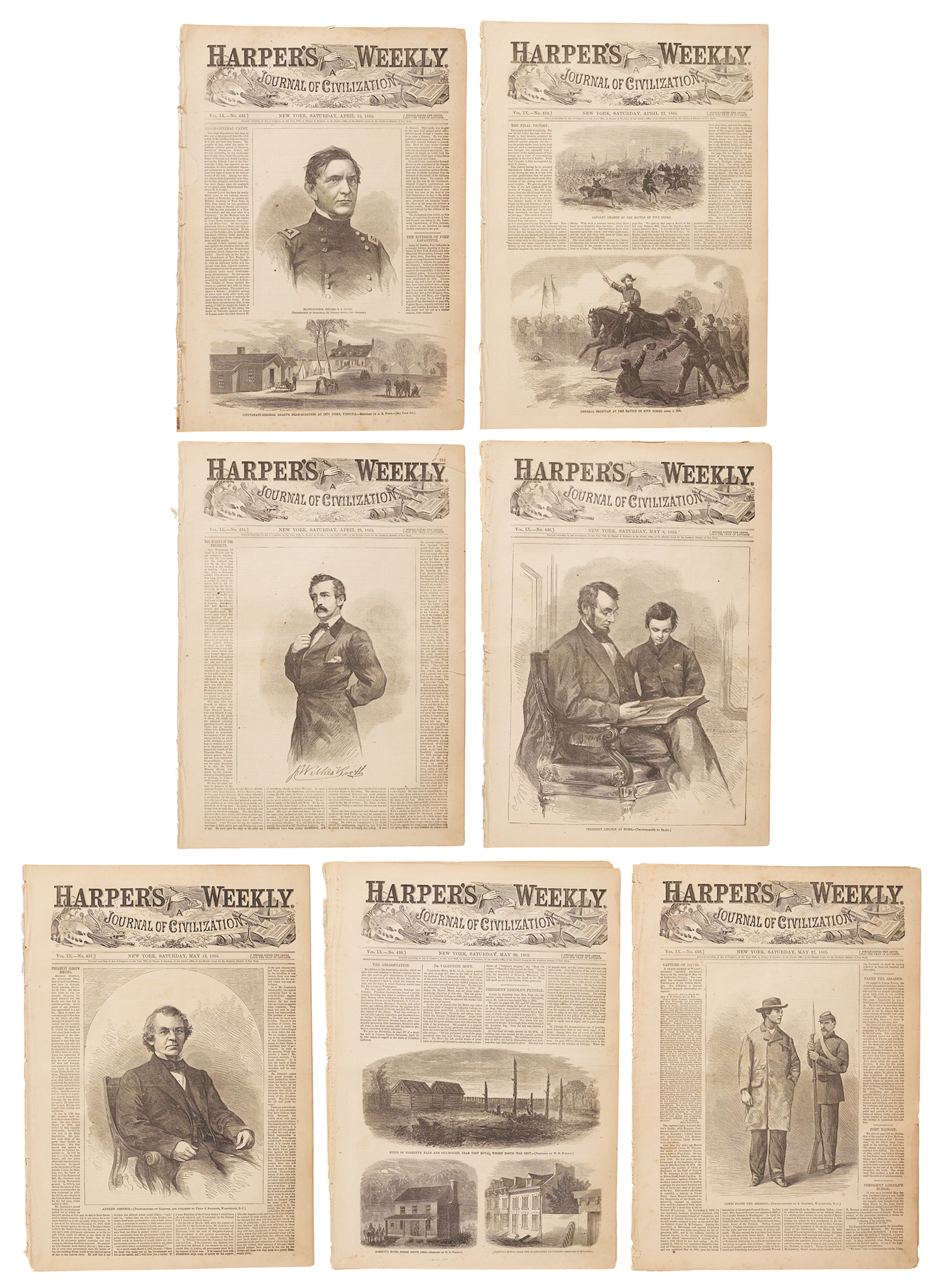 Abraham Lincoln: Harper’s Weekly Consecutive Seven-Issue Run Documenting