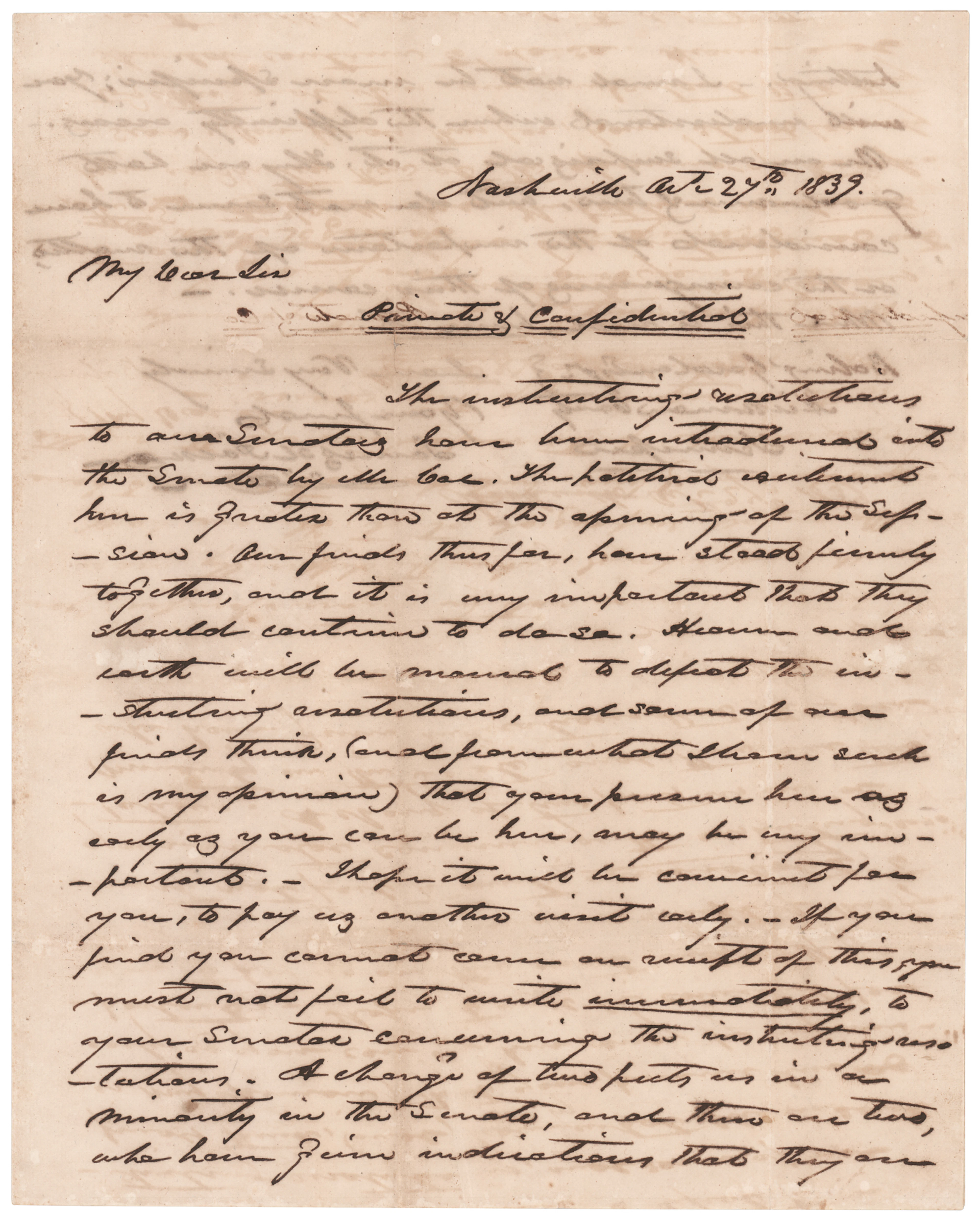 James K. Polk Autograph Letter Signed: "When this is read, burn it"