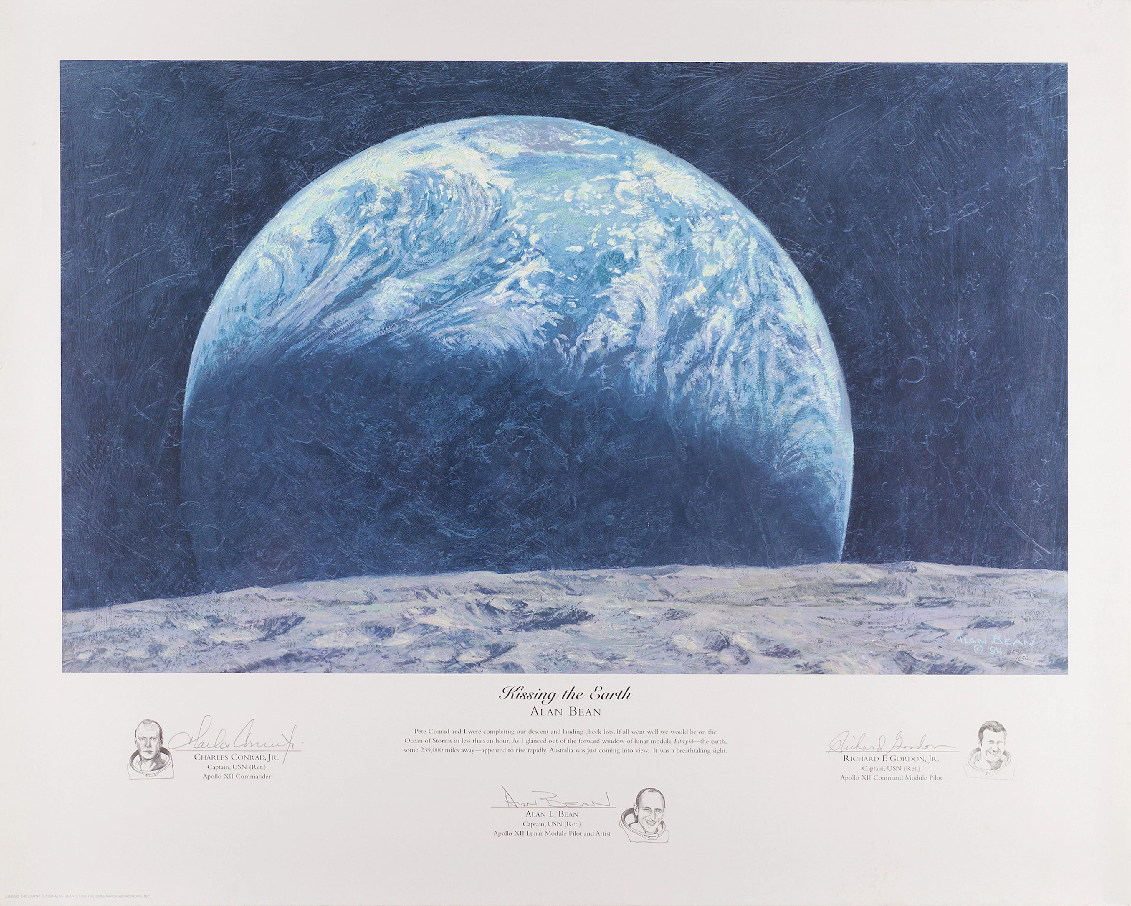 Apollo 12 Signed 'Kissing the Earth' Lithograph (Ltd. Ed. #259/650)