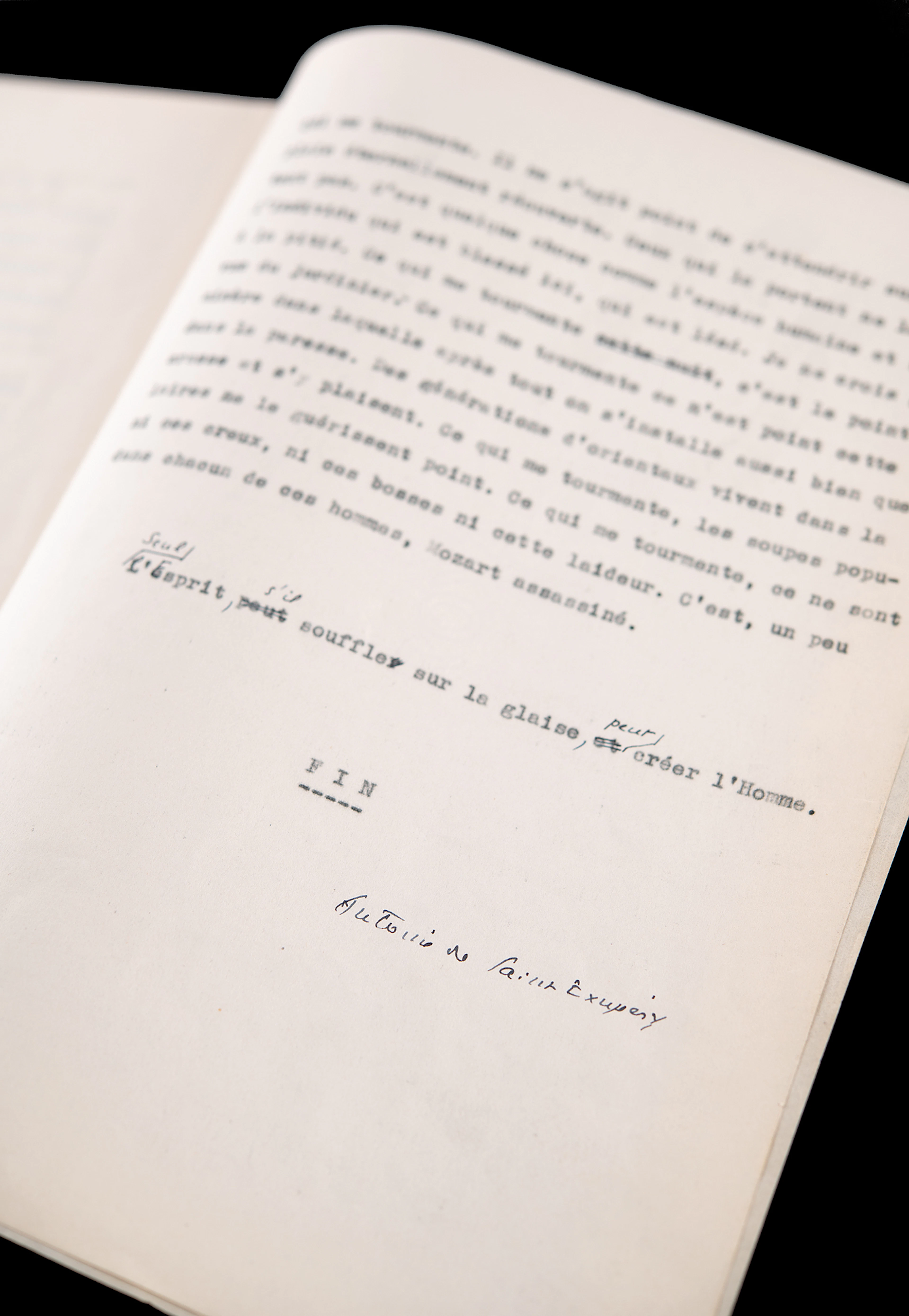 Antoine de Saint-Exupery Hand-Annotated and Signed Typescript Draft