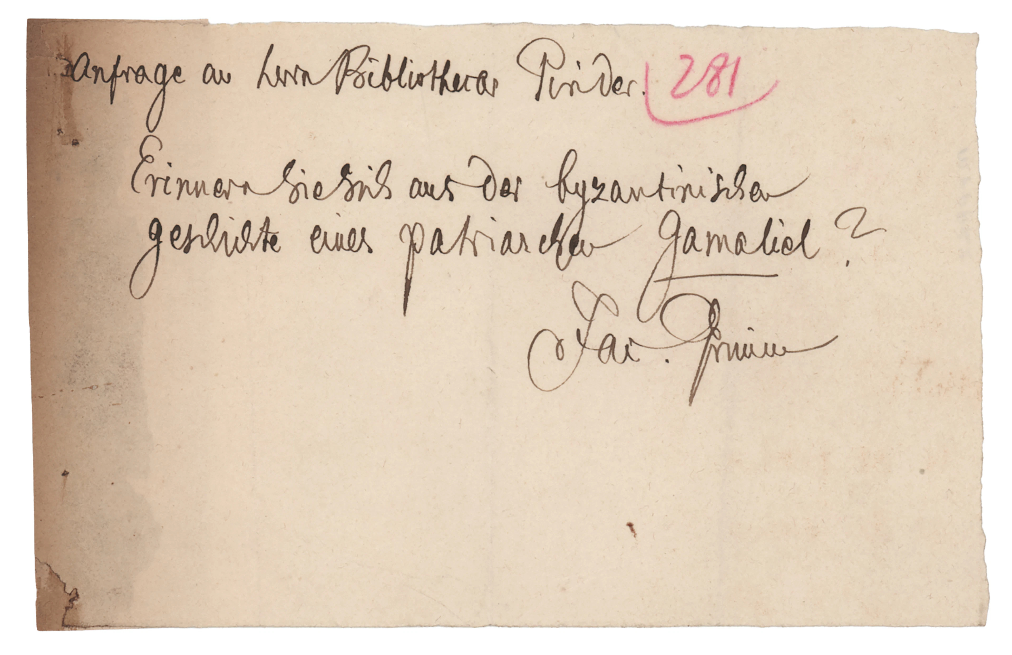 Jacob Grimm Autograph Note Signed