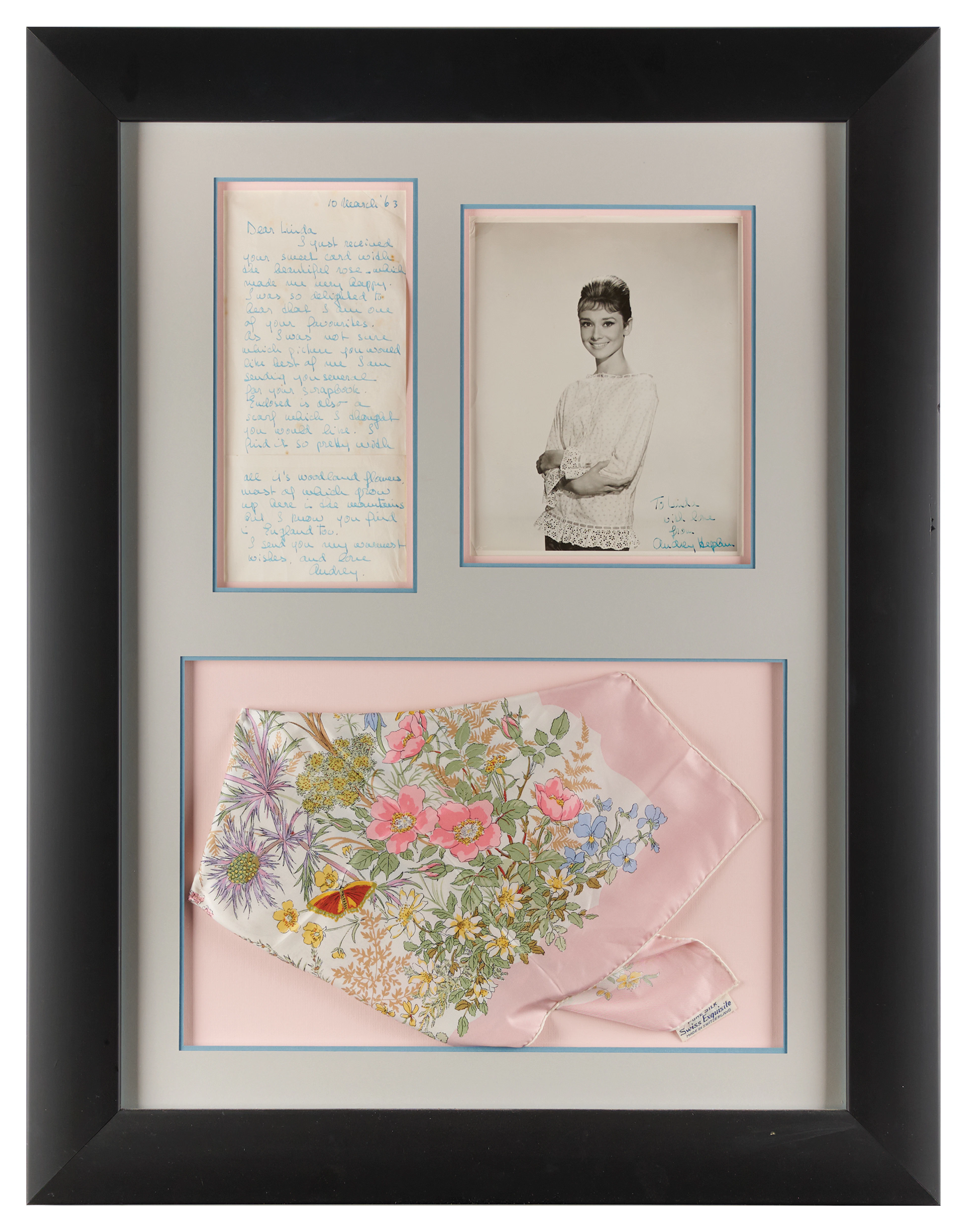 Audrey Hepburn Signed Photograph, Autograph Letter Signed, and Silk