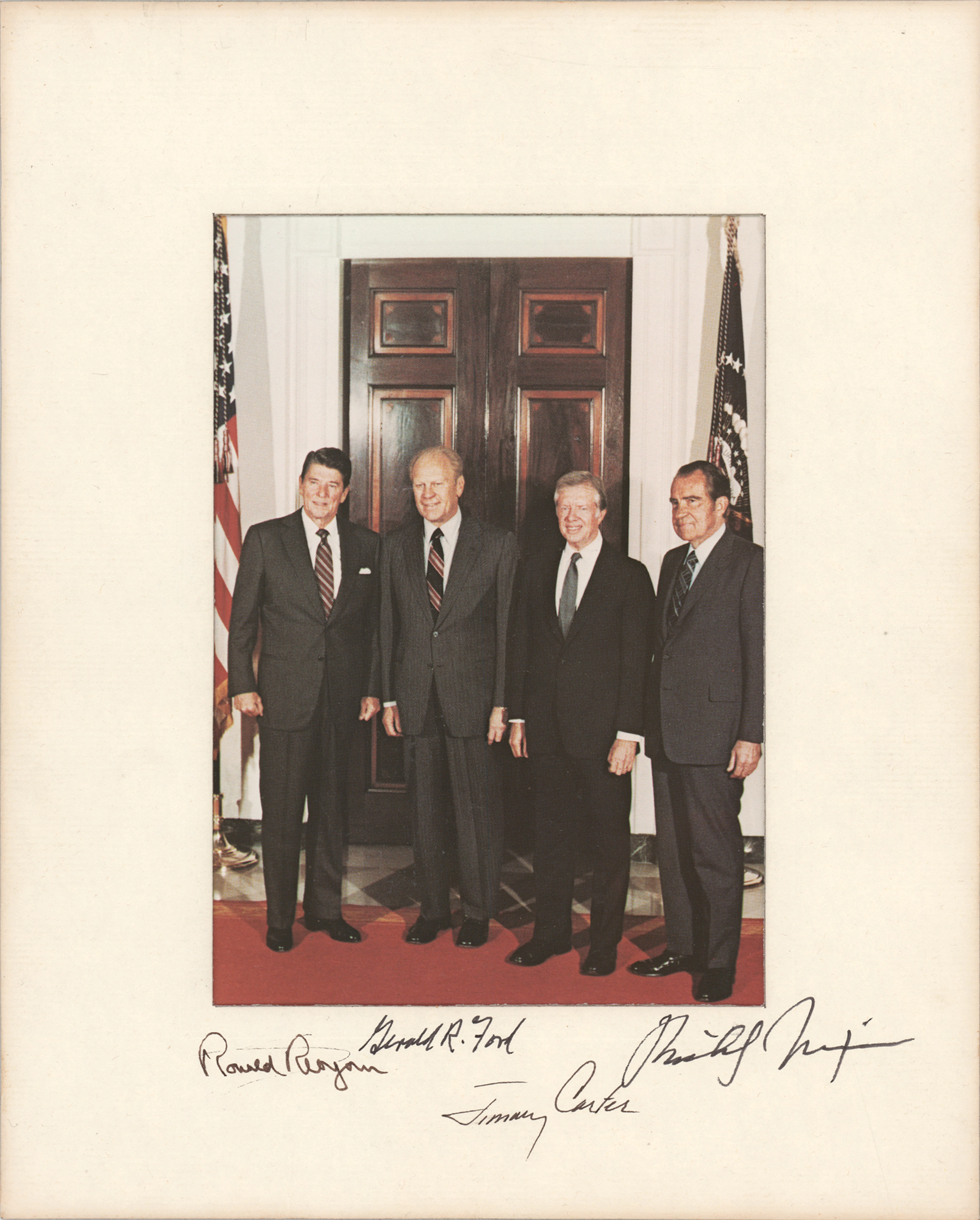 Four Presidents Signed Photograph - Reagan, Nixon, Carter, and Ford