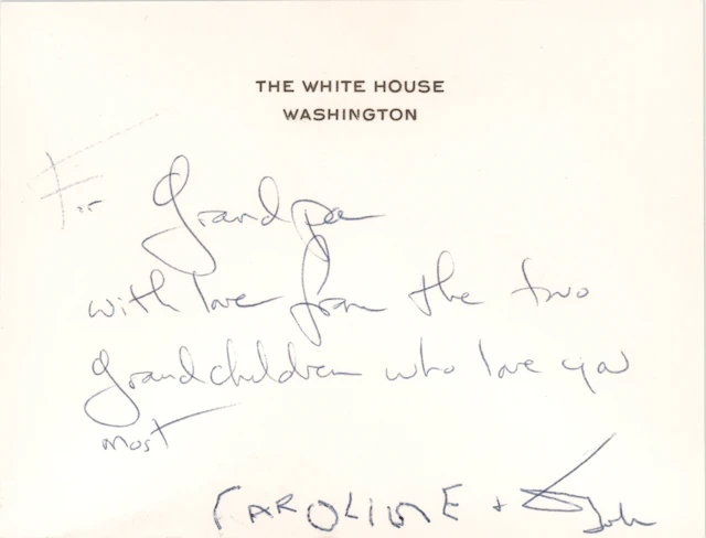 Jacqueline, Caroline, and John Kennedy, Jr. Autograph Note Signed