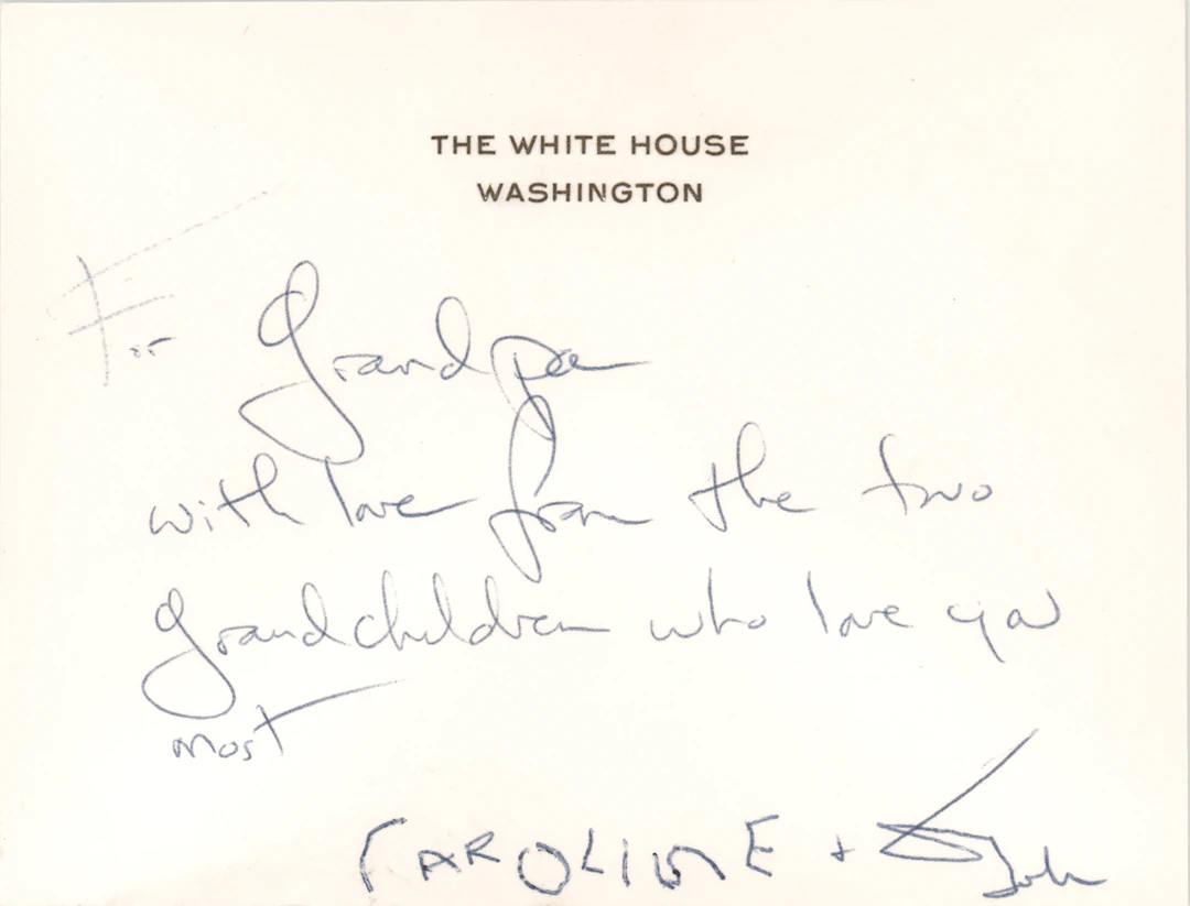 Jacqueline, Caroline, and John Kennedy, Jr. Autograph Note Signed