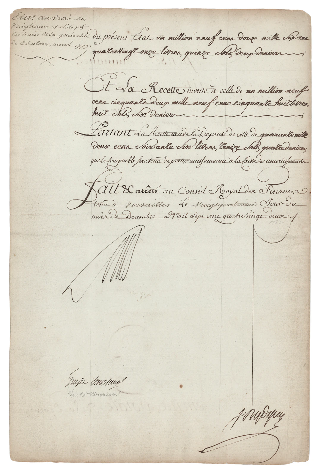 King Louis XVI Document Signed for Finances in Châlons