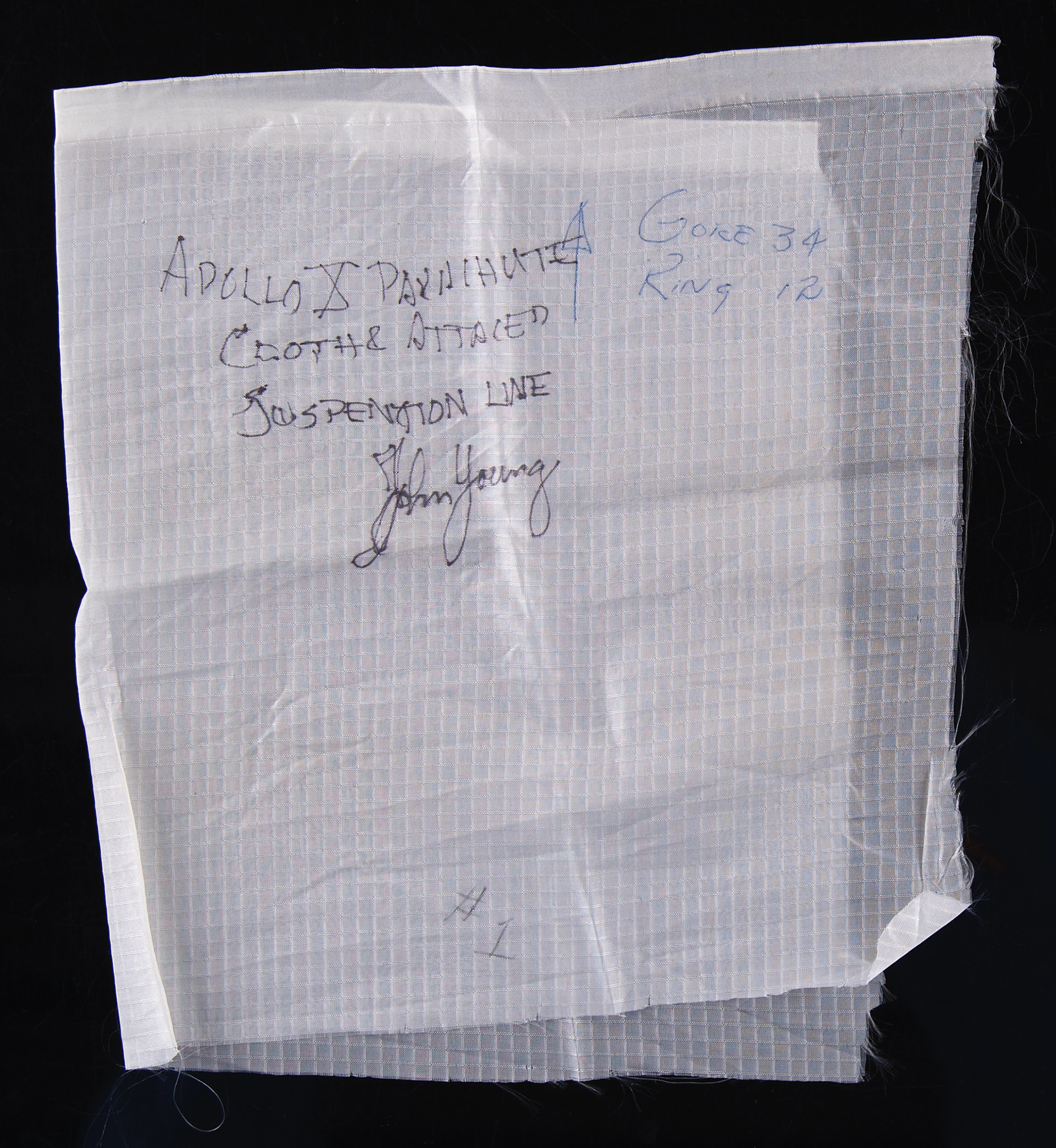 Apollo 10 Flown Parachute Cloth and Suspension Lines - Signed by John Young