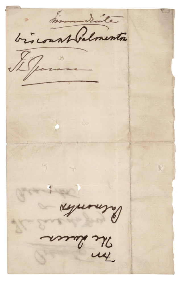 Queen Victoria and Viscount Palmerston Signatures