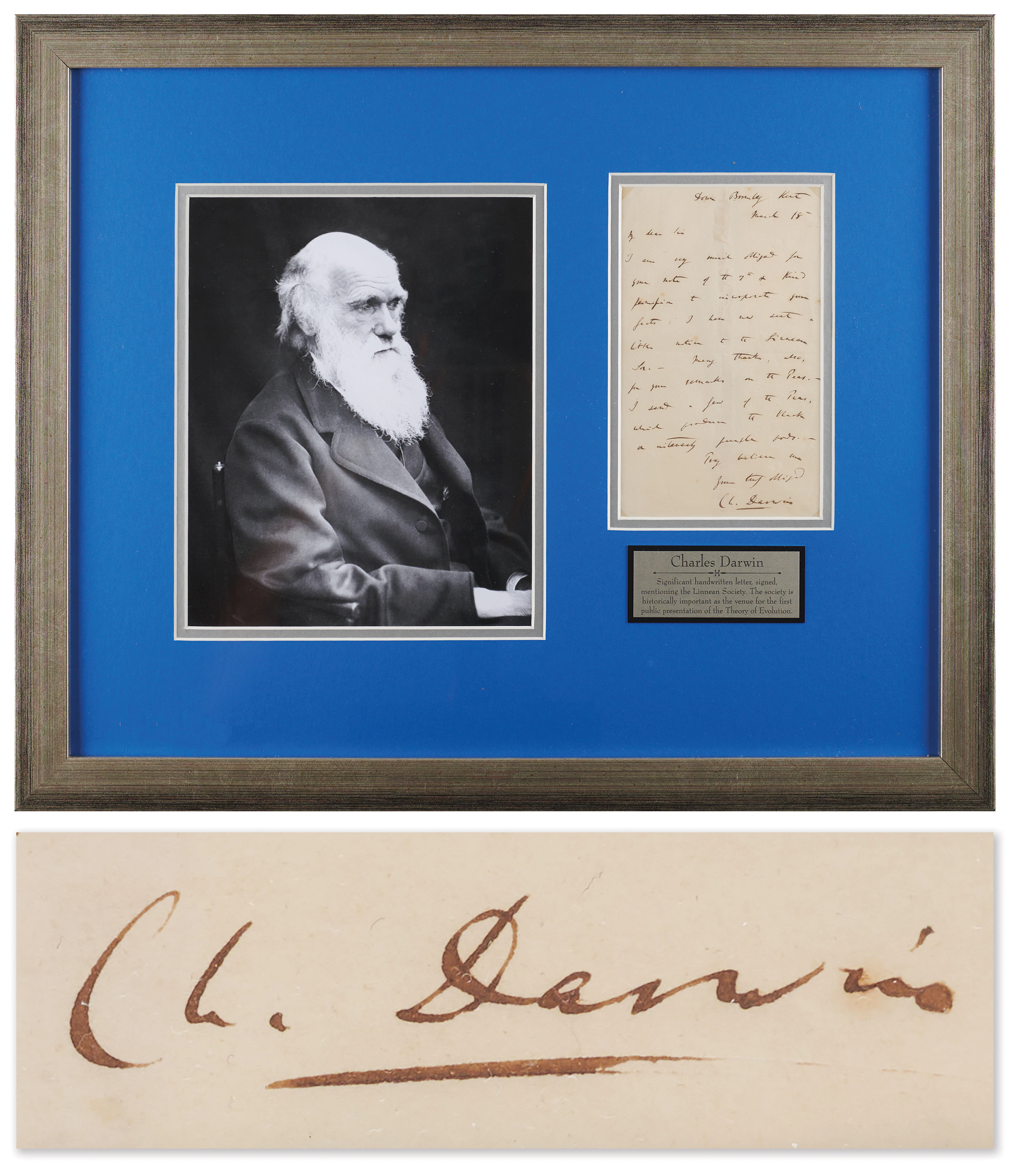 Charles Darwin Autograph Letter Signed to Mycologist Miles Joseph
