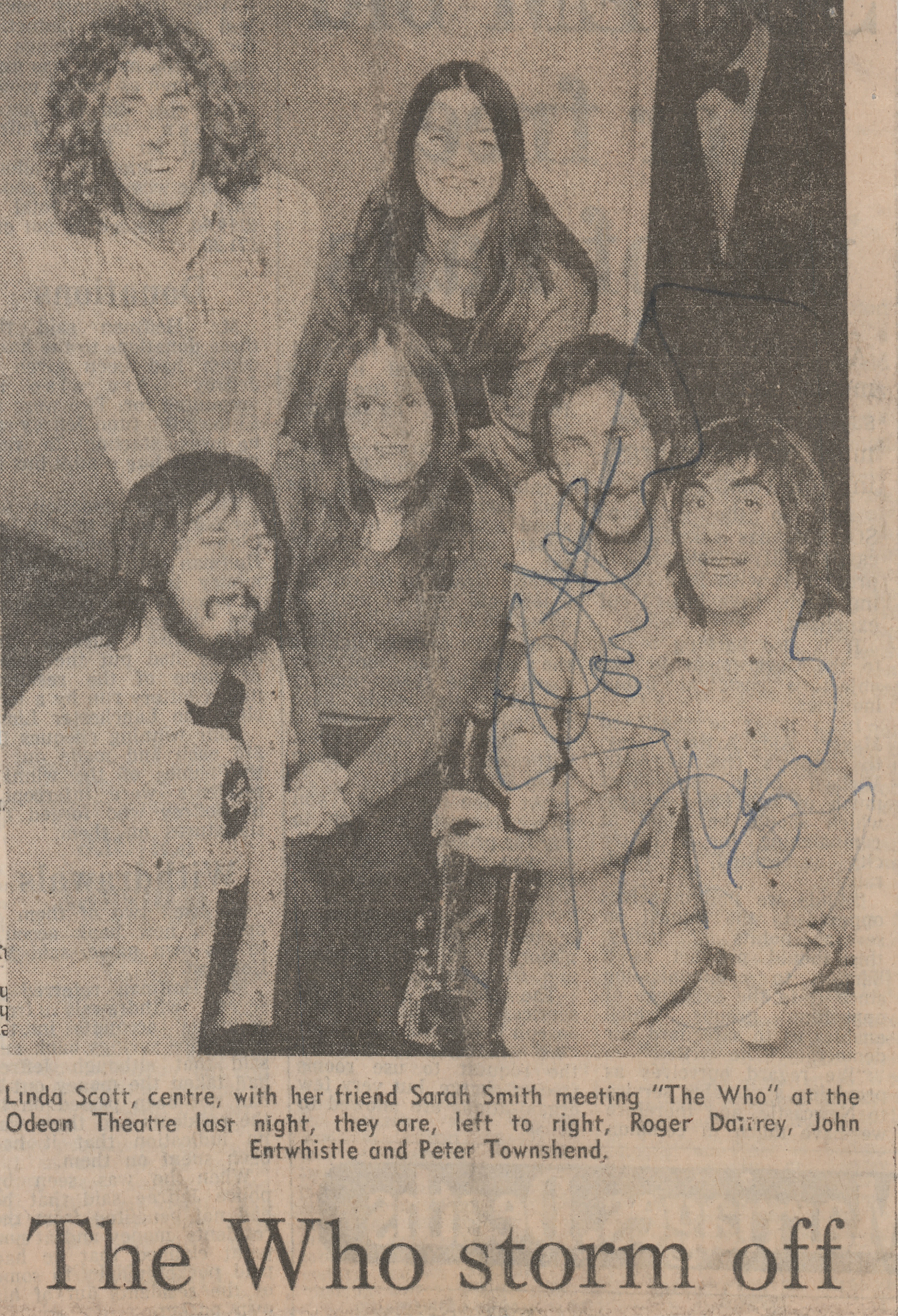 The Who: Keith Moon and Pete Townshend Signed Newspaper Clipping