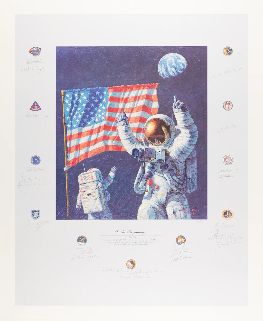 Apollo Astronauts (20) Multi-Signed Lithograph: 'In the Beginning...'
