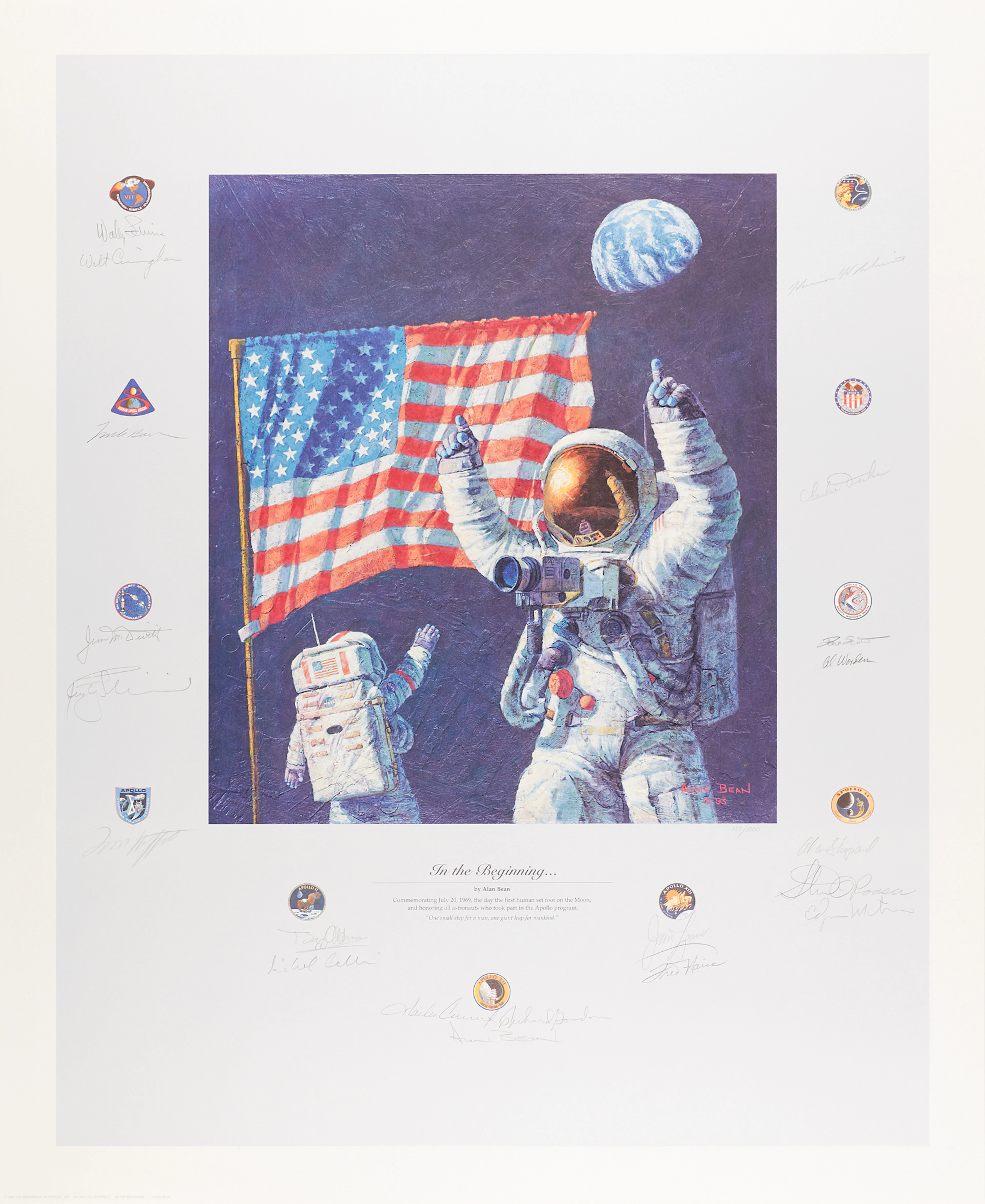 Apollo Astronauts (20) Multi-Signed Lithograph: 'In the Beginning...'