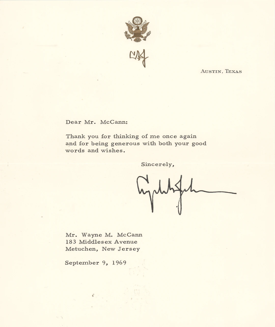 Lyndon B. Johnson Typed Letter Signed