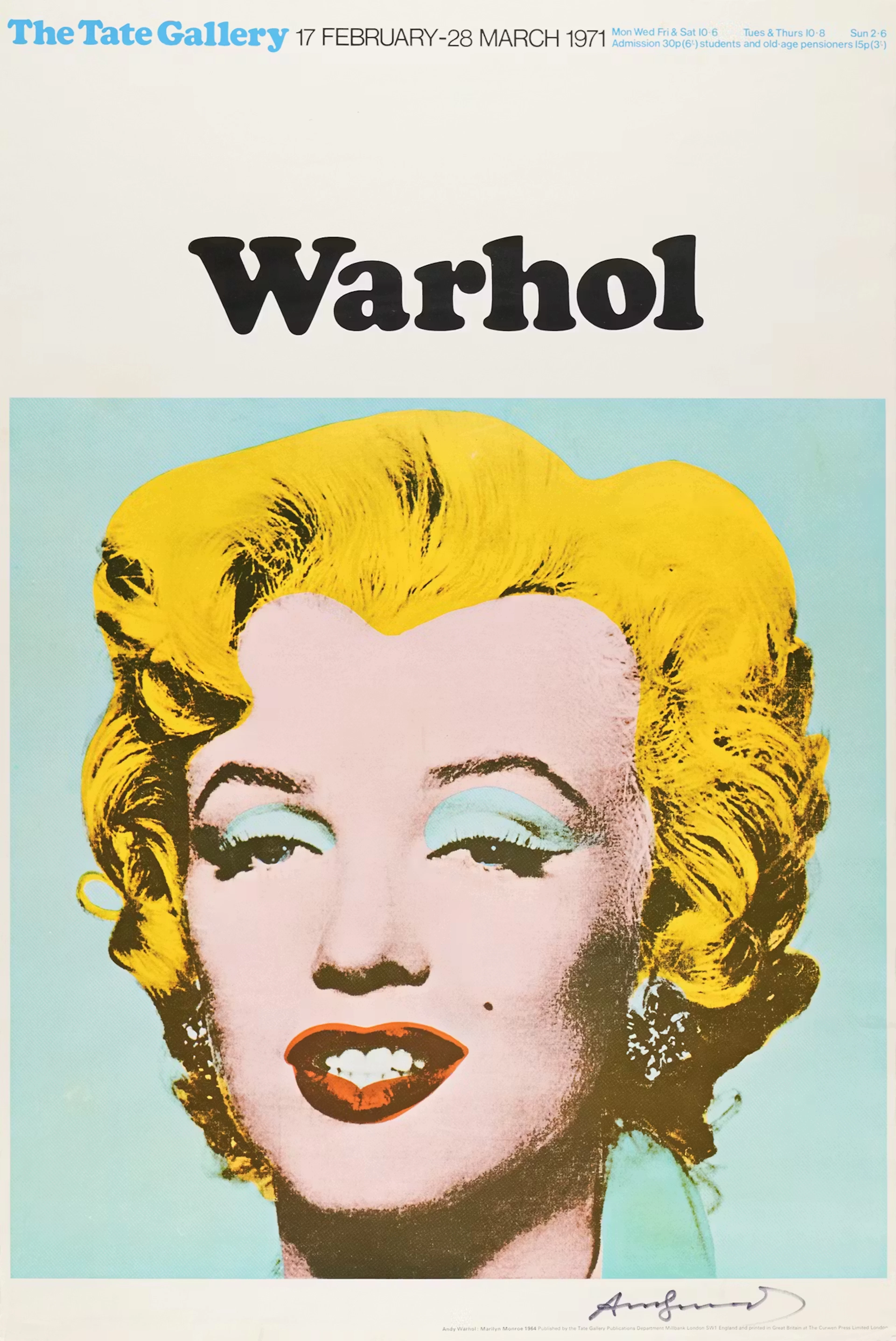Andy Warhol Signed 'Marilyn Monroe' Exhibition Poster (Tate Gallery