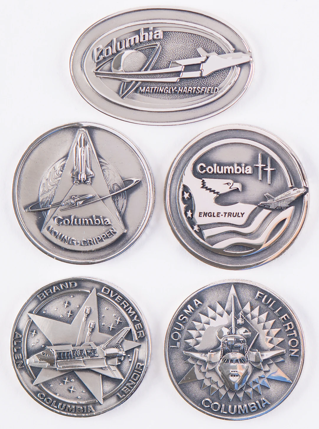 Space Shuttle: STS-1-STS-5 (5) Unflown Robbins Medallions - From the