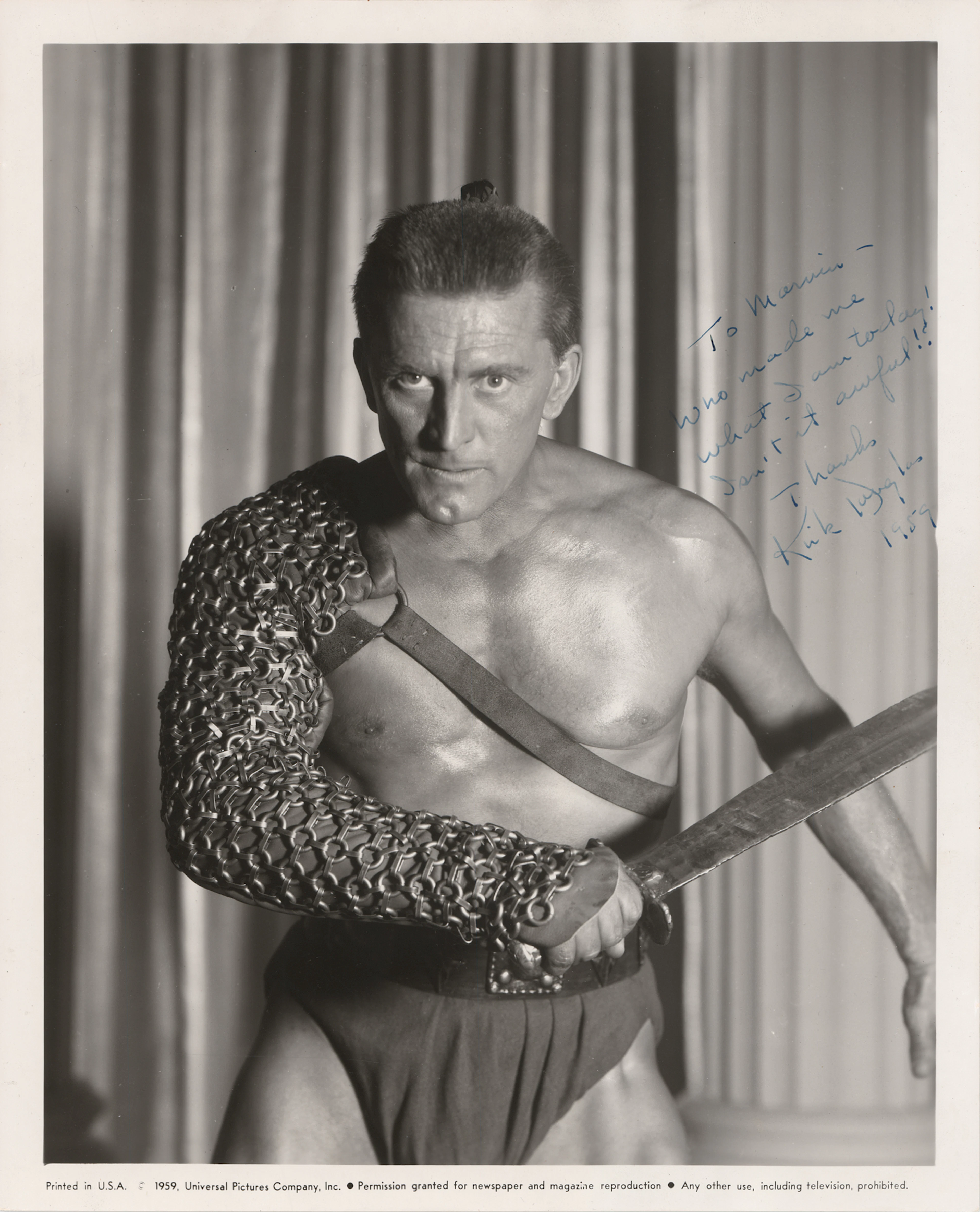 Kirk Douglas Signed Photograph