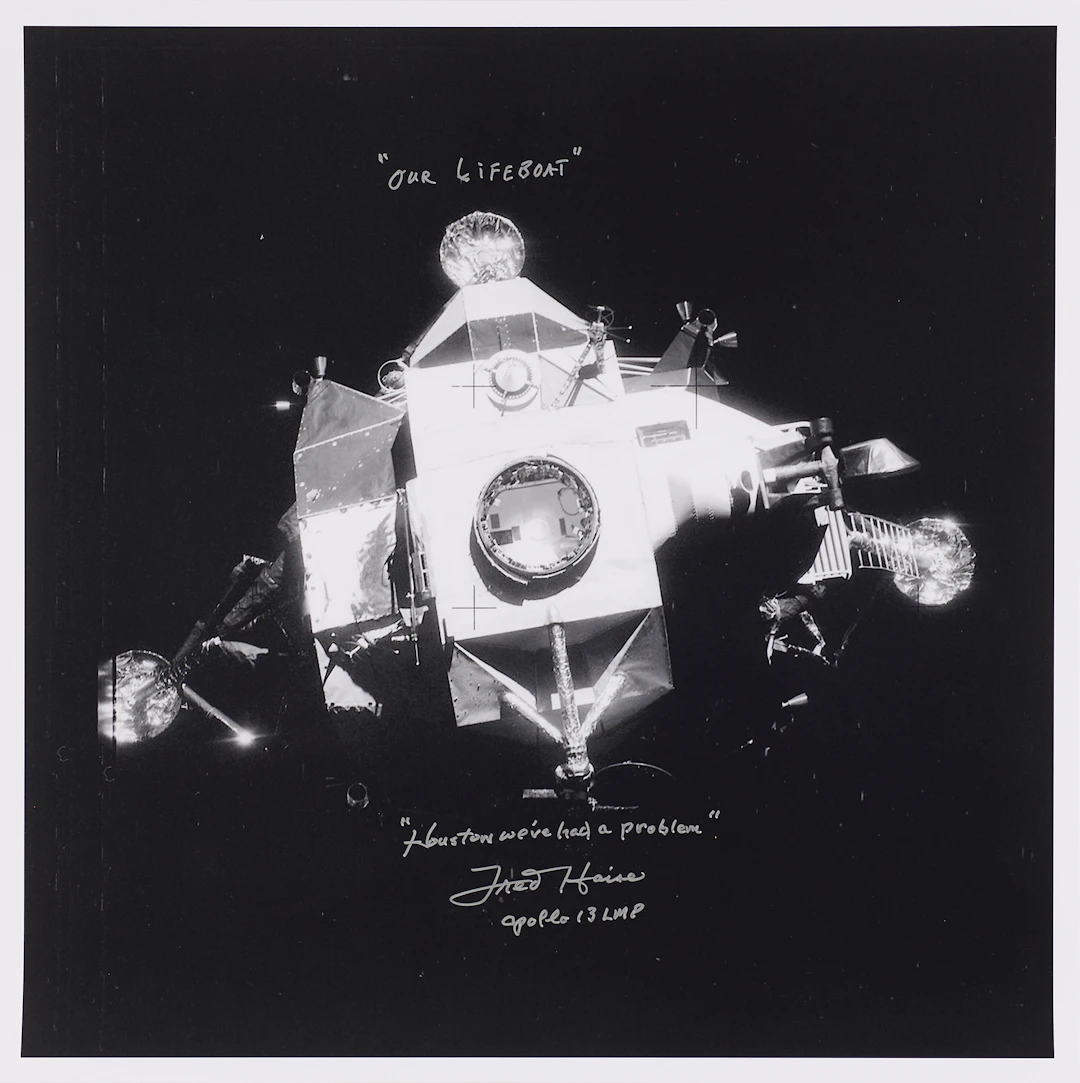 Fred Haise Oversized Signed Photograph: "Houston we've had a problem"