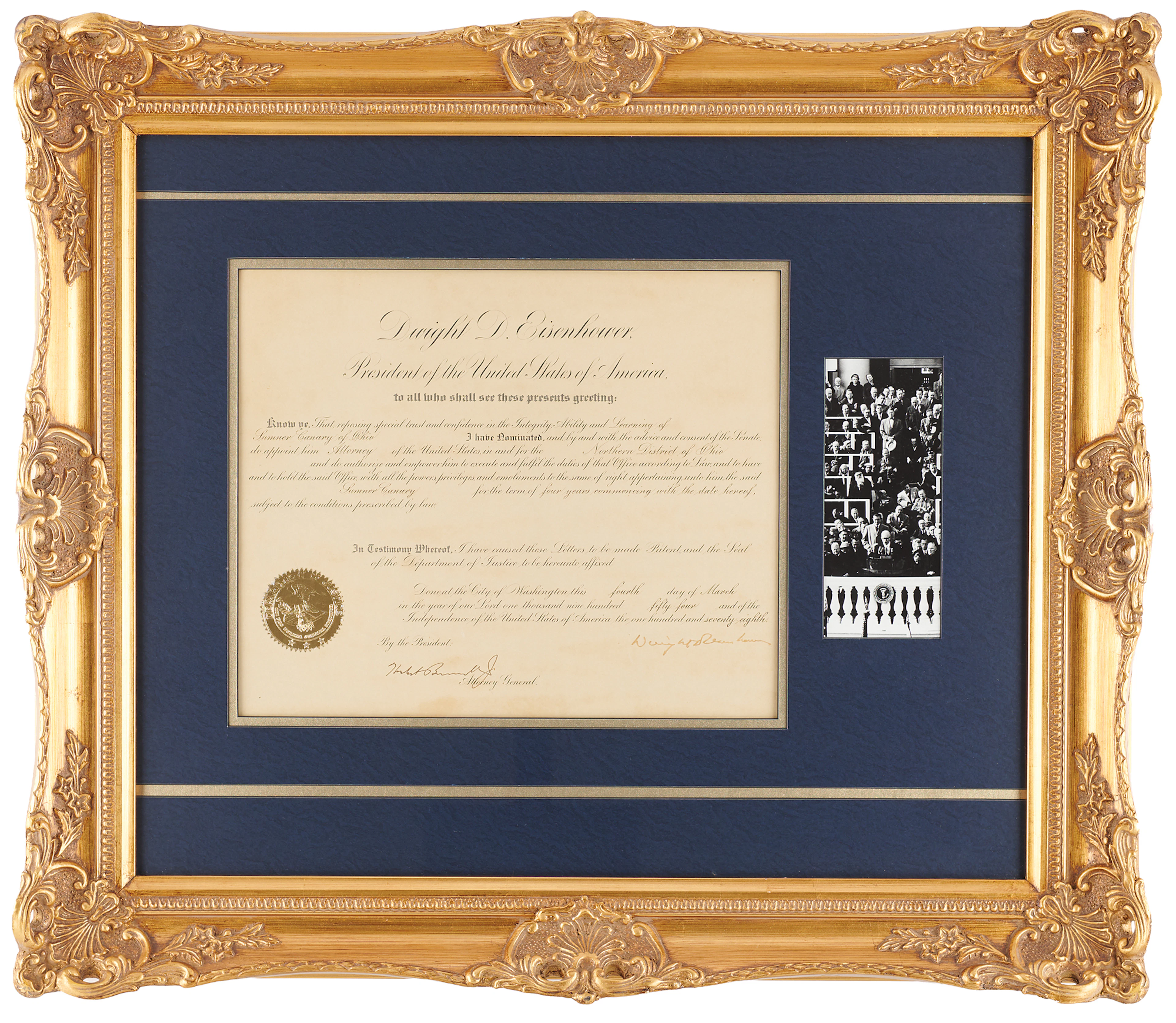 Dwight D. Eisenhower Document Signed as President, Appointing an Attorney