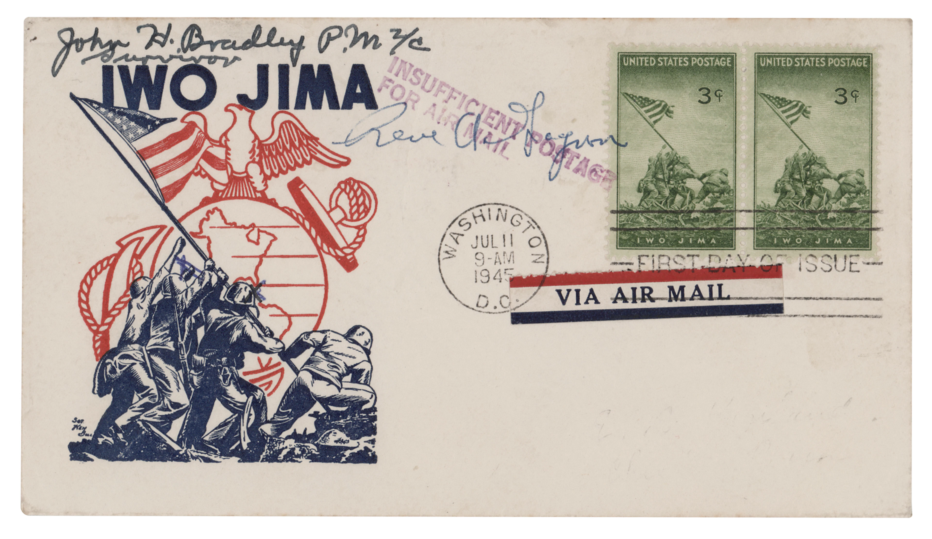 Iwo Jima: John Bradley and Rene Gagnon Signed First Day Cover