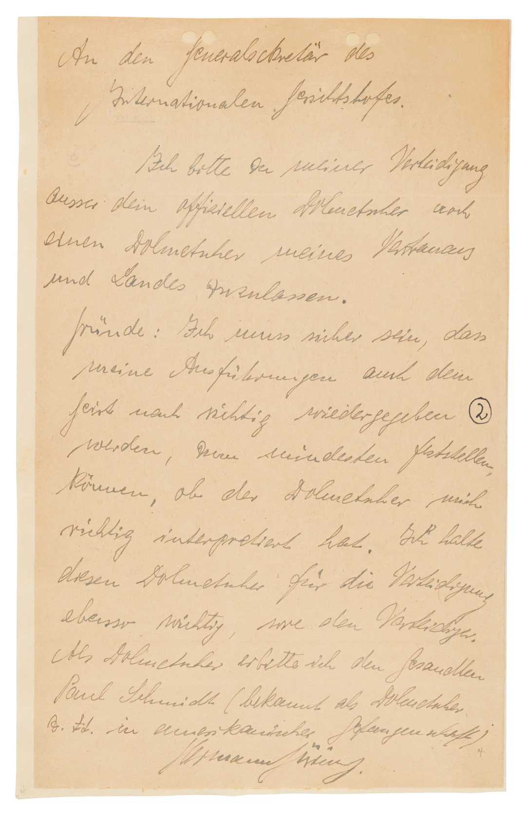 Hermann Göring Autograph Letter Signed at Nuremberg, Requesting a