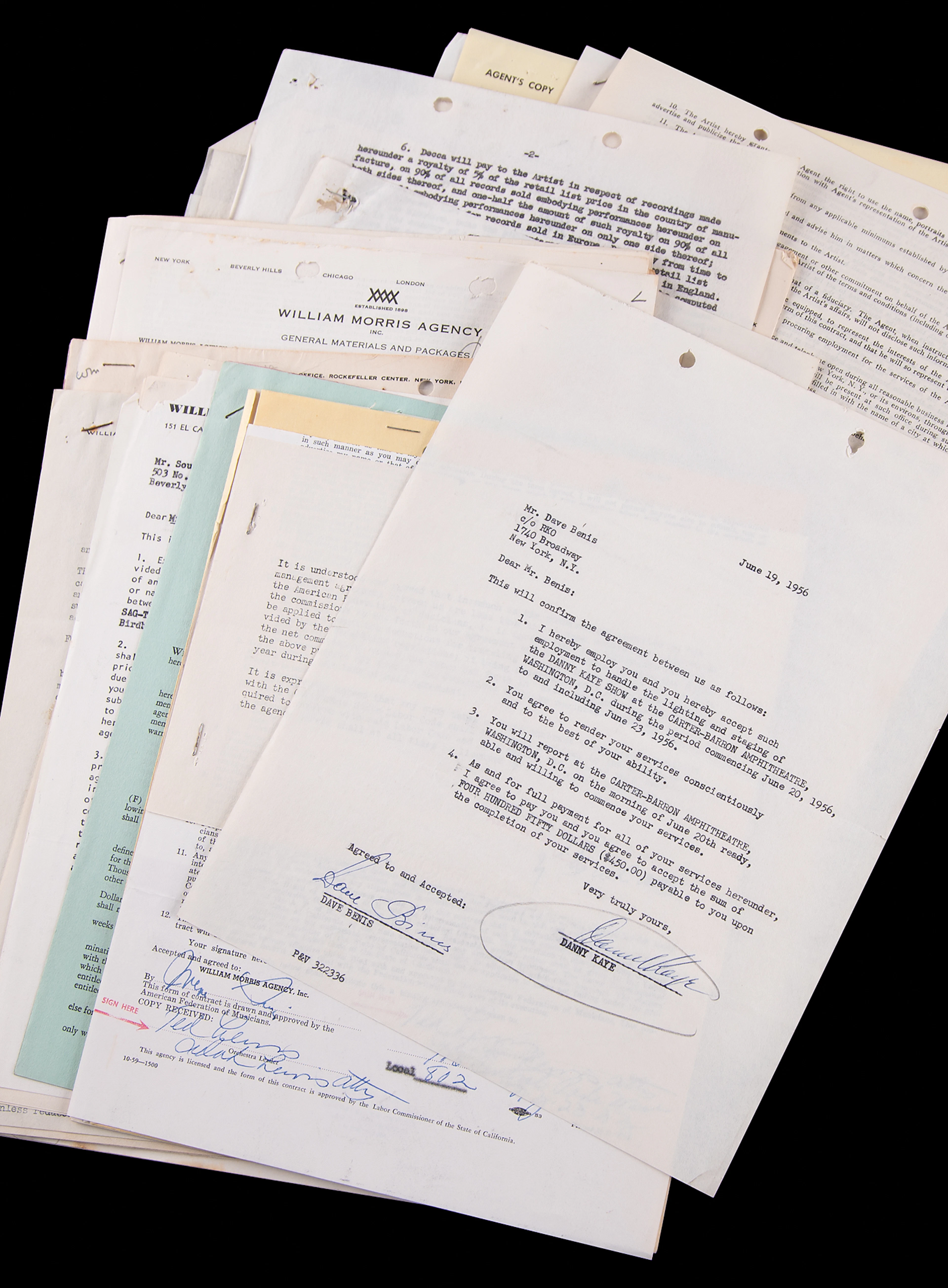 Comedy Icons (33) Documents Signed, with Eddie Cantor, Jimmy Durante
