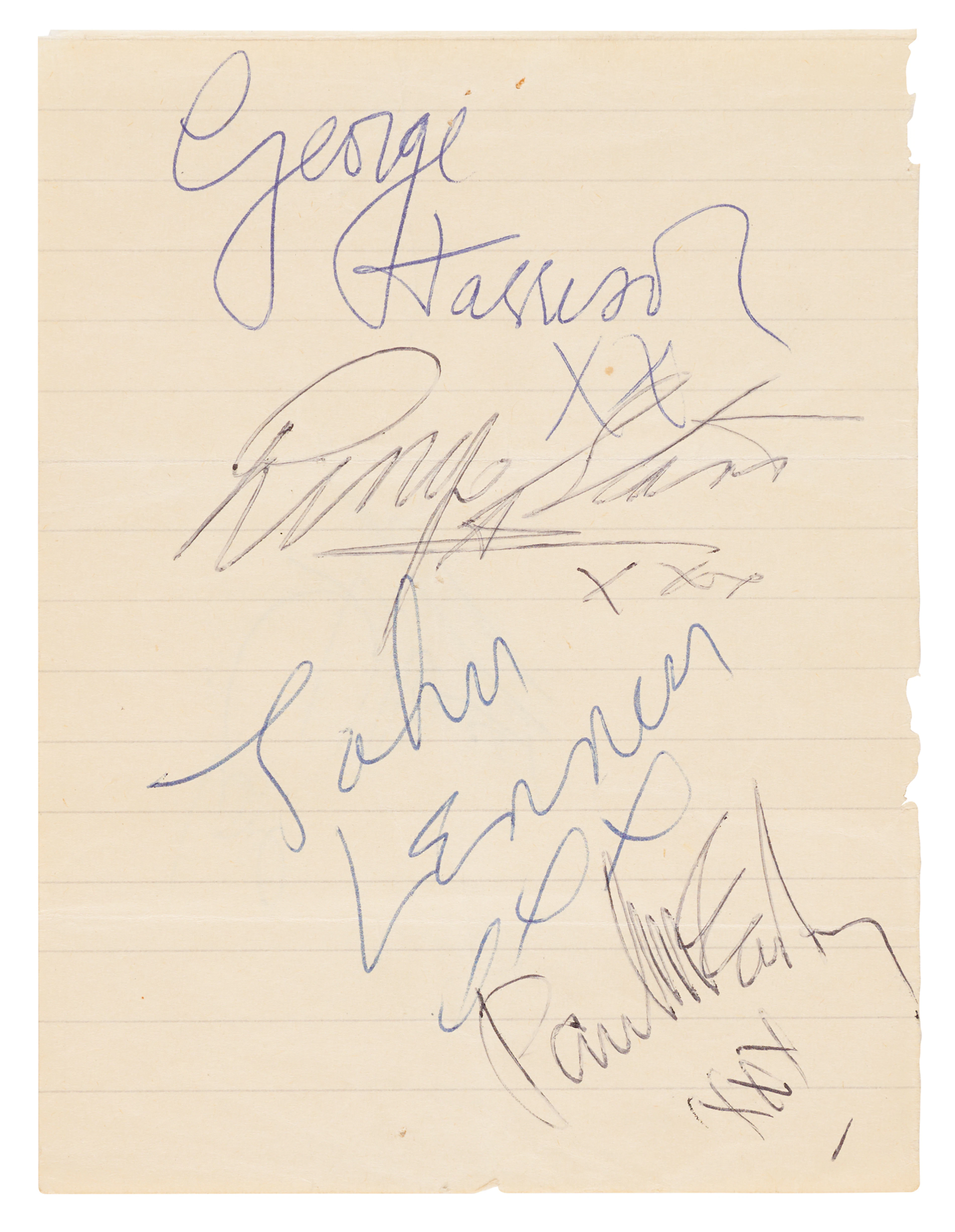 Beatles Signatures - Obtained Outside the Royal Pier Hotel in Great