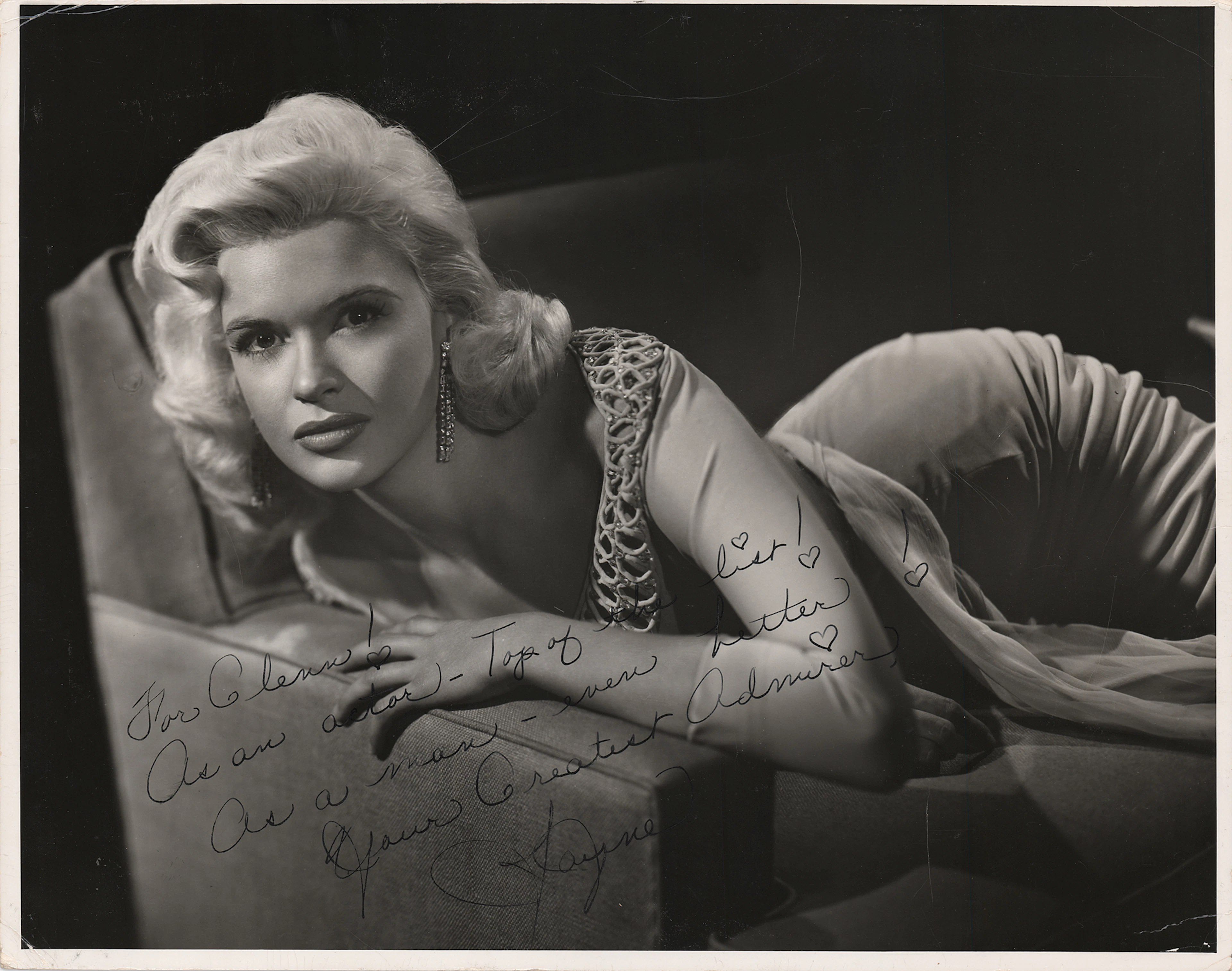 Jayne Mansfield Oversized Signed Photograph to Glenn Ford